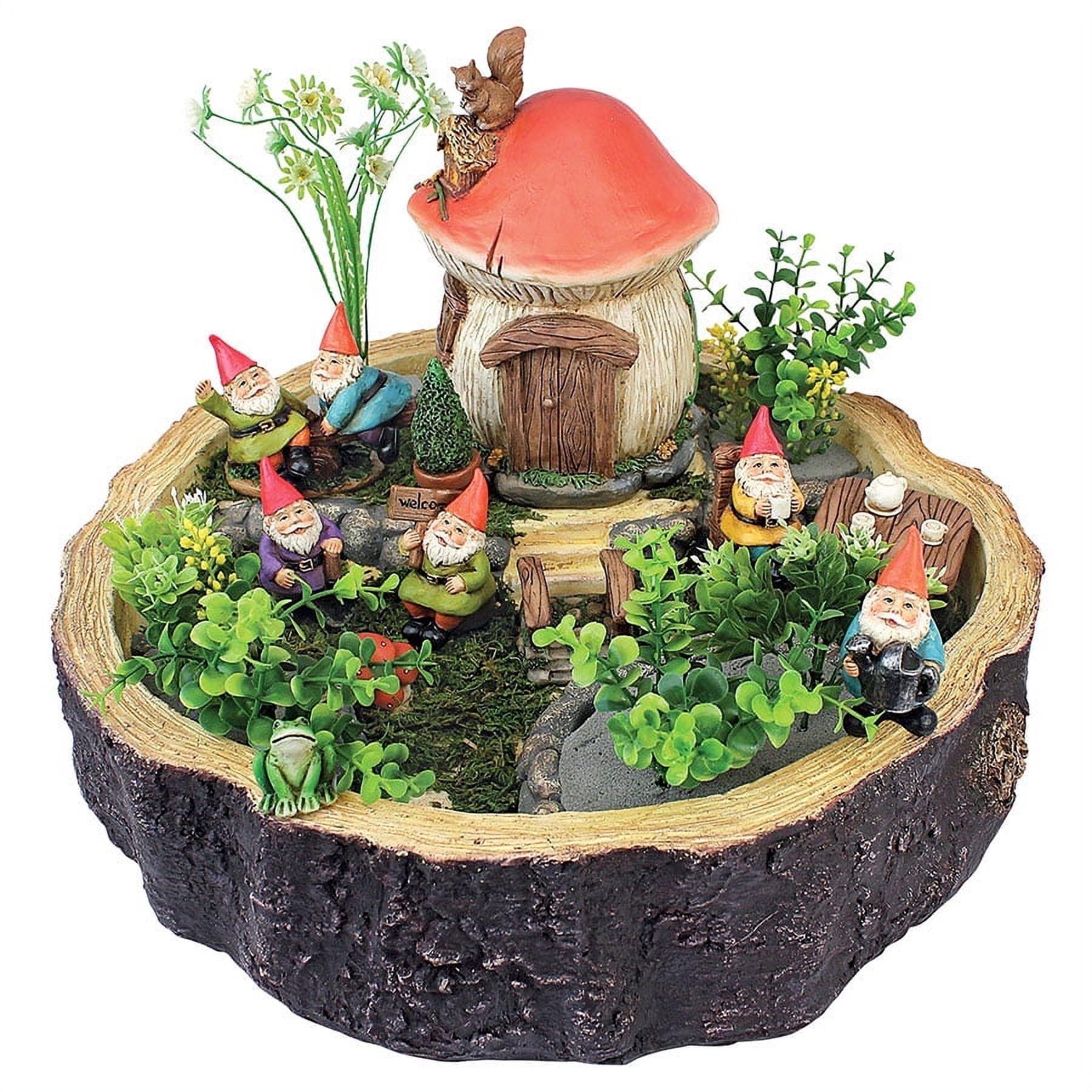 Miniature Gnome Garden with Faux Log and Accessories