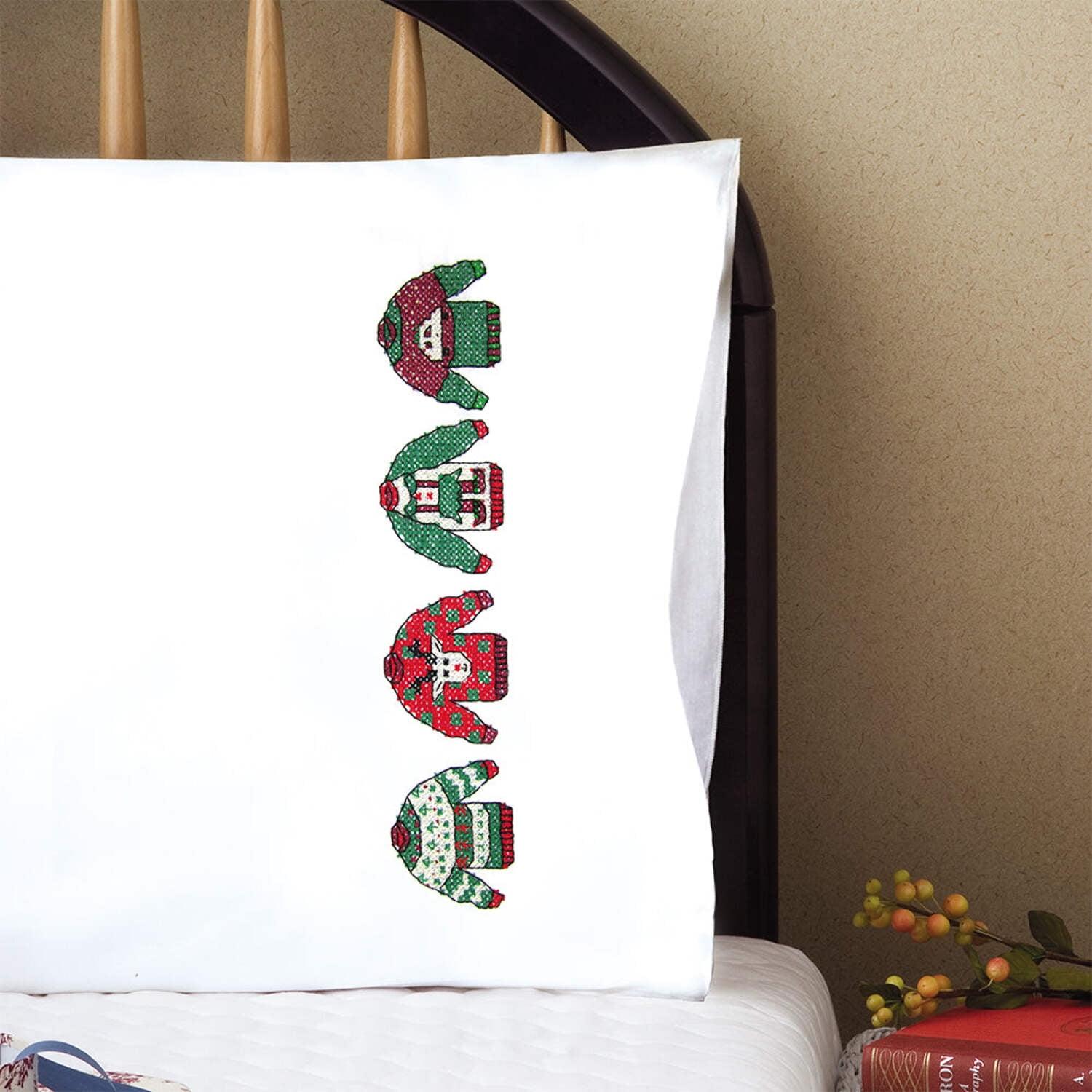 Design Works Christmas Sweaters Pillowcases - 2 Standard Size (20" x 30")