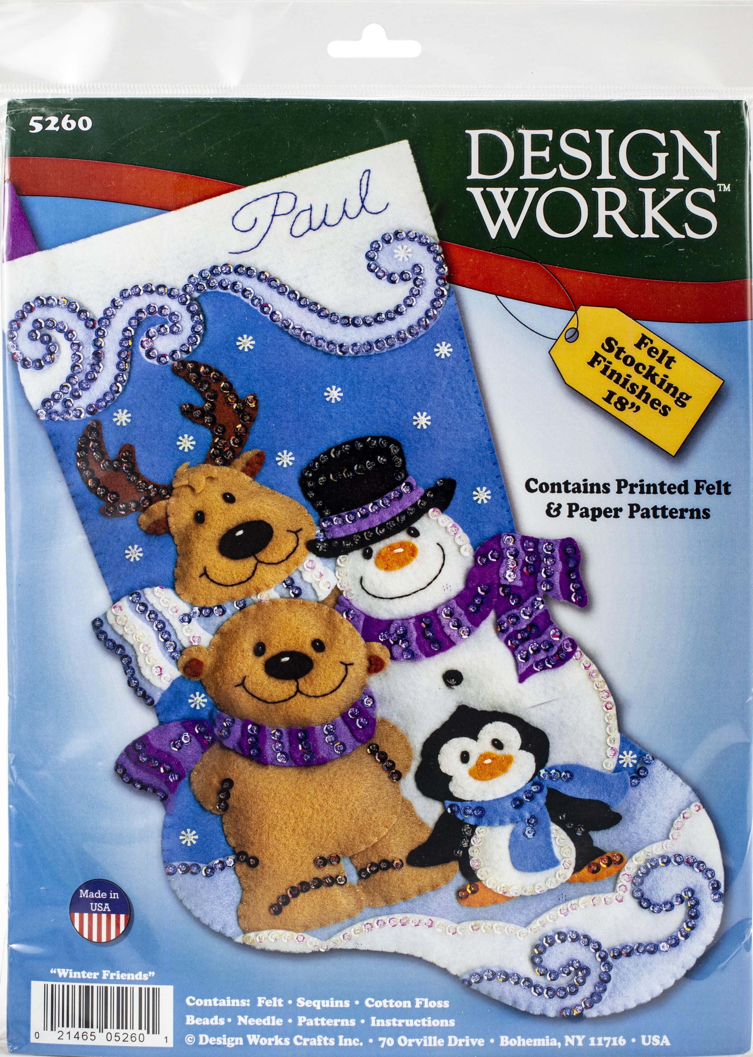 Design Works Felt Stocking Applique Kit 18" Long-Winter Friends