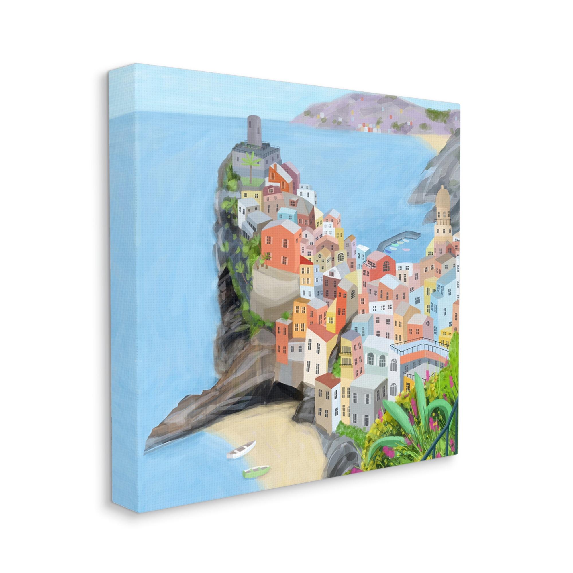 Stupell Industries Cinque Terre Coastal City Architecture Italian Landmark Oversized White Framed Giclee Texturized Art By Carla Daly | Wayfair