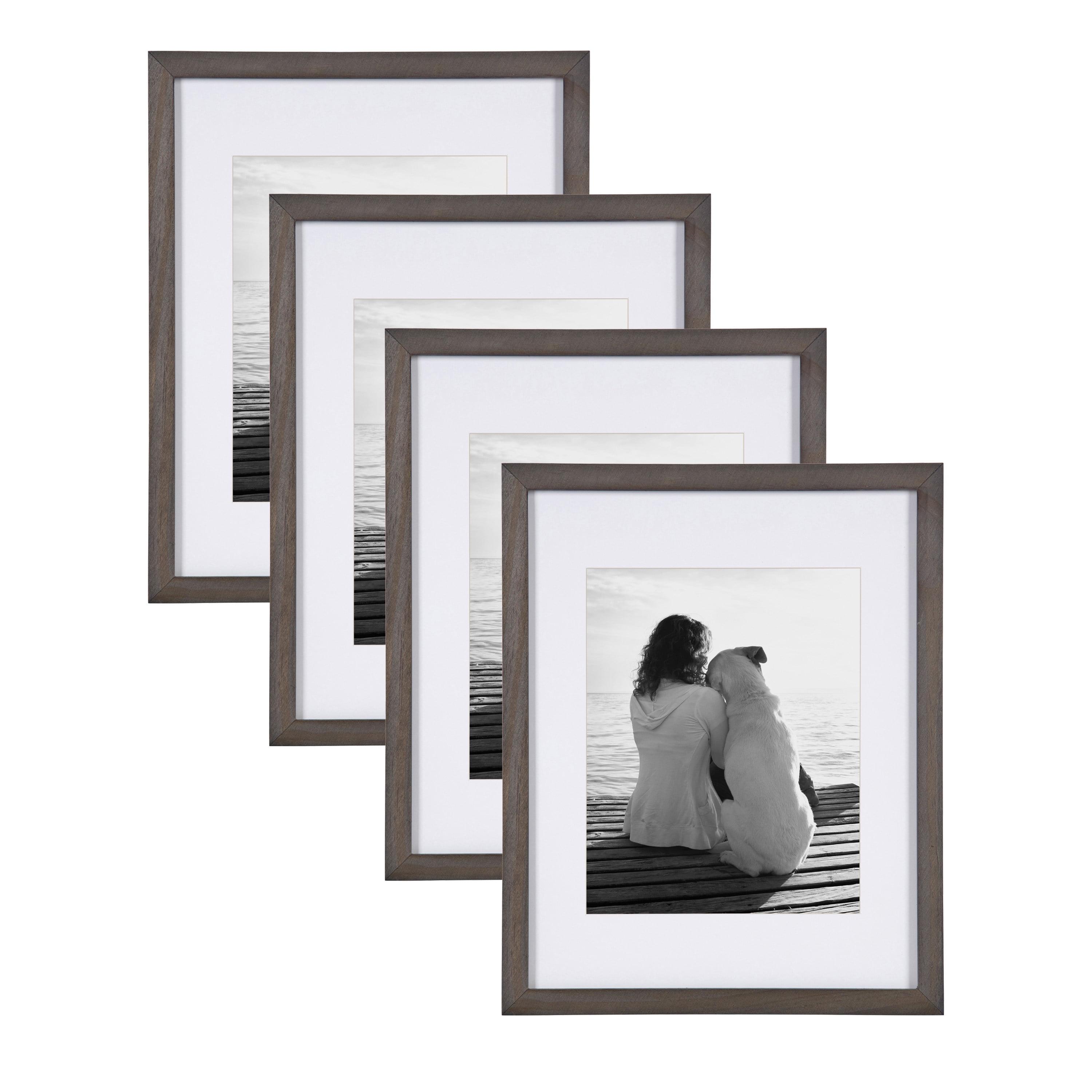 DesignOvation Gallery Rectangle Wood Wall Frame, 11x14 matted to 8x10, Gray