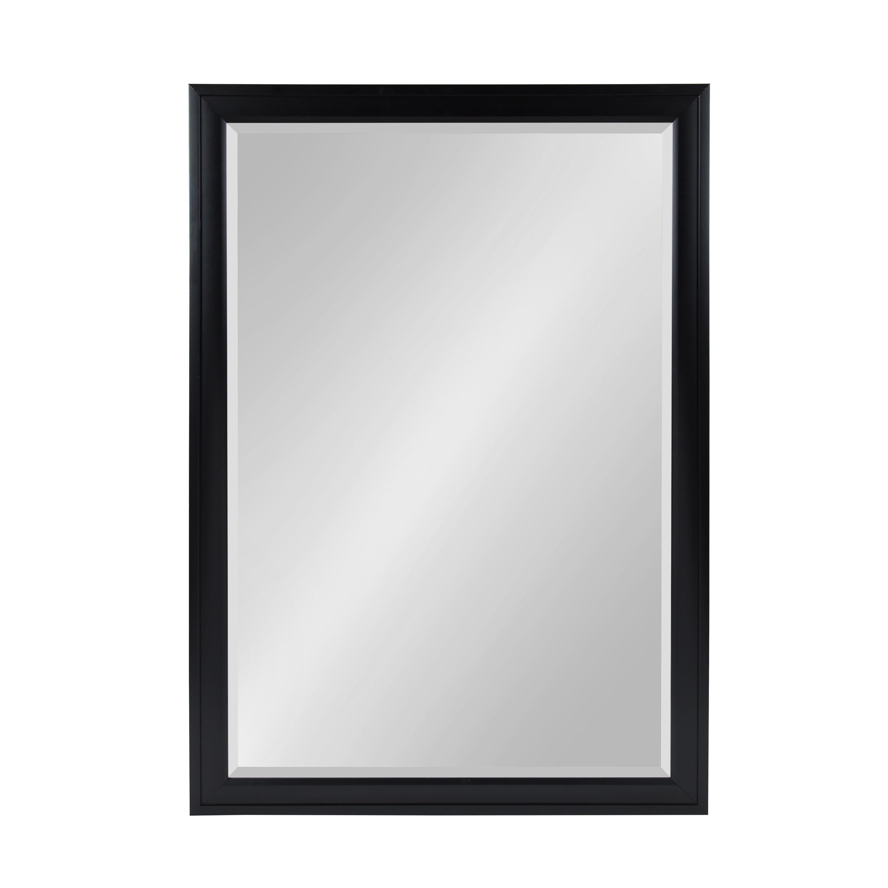 28" x 40" Bosc Framed Wall Mirror Black - DesignOvation: Modern Rectangular Decor, No Assembly Required