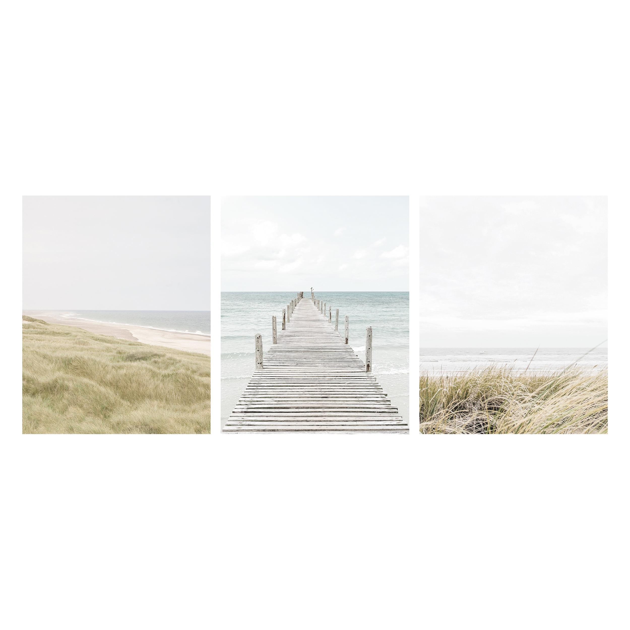 DesignOvation Coastal Beach Unframed Art Prints 11” x 14” Set of 3 by Amy Peterson and The Creative Bunch Studio