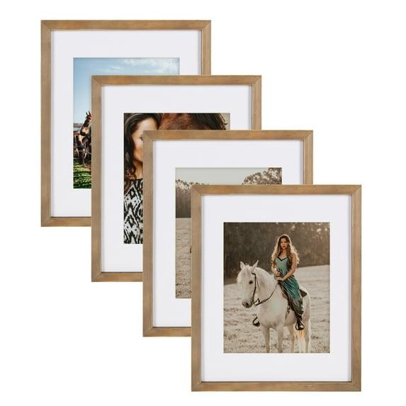 DesignOvation Gallery Rectangle Wood Wall Frame, 11x14 matted to 8x10, Rustic Brown