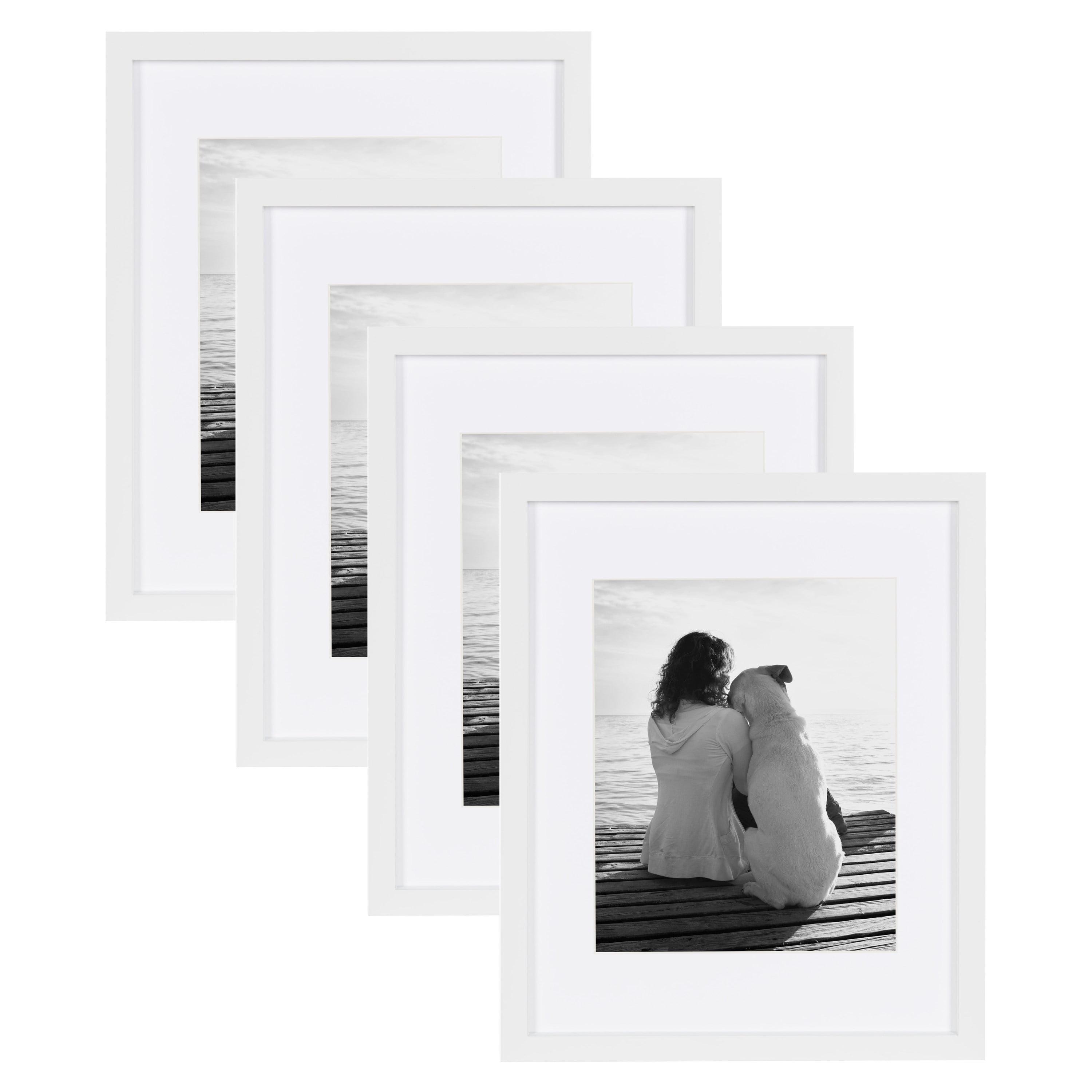 DesignOvation Gallery 11x14 matted to 8x10 Wood Picture Frame, Set of 4