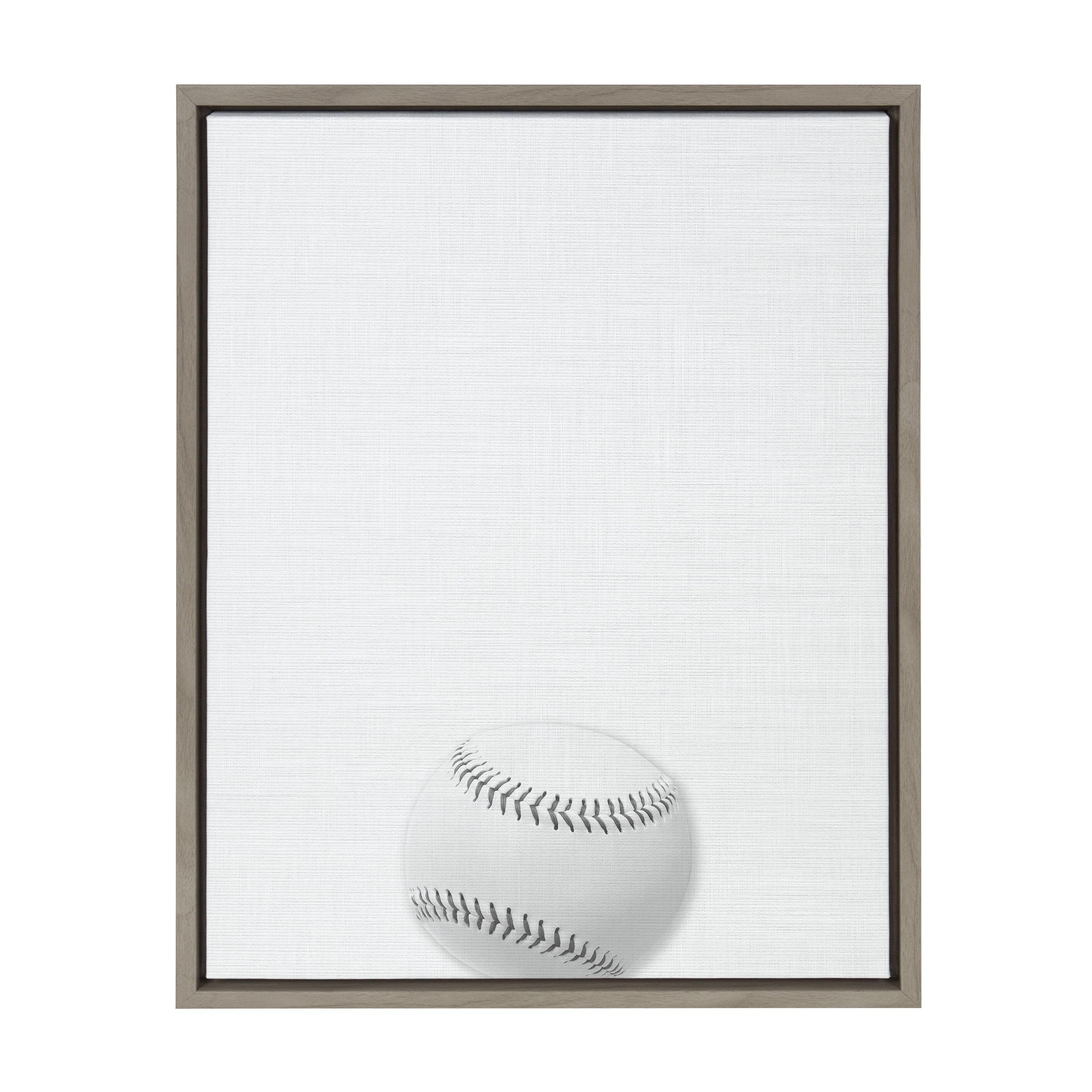 18" x 24" Sylvie Baseball Portrait Framed Canvas Gray - DesignOvation: Modern Wall Art for Sports Decor