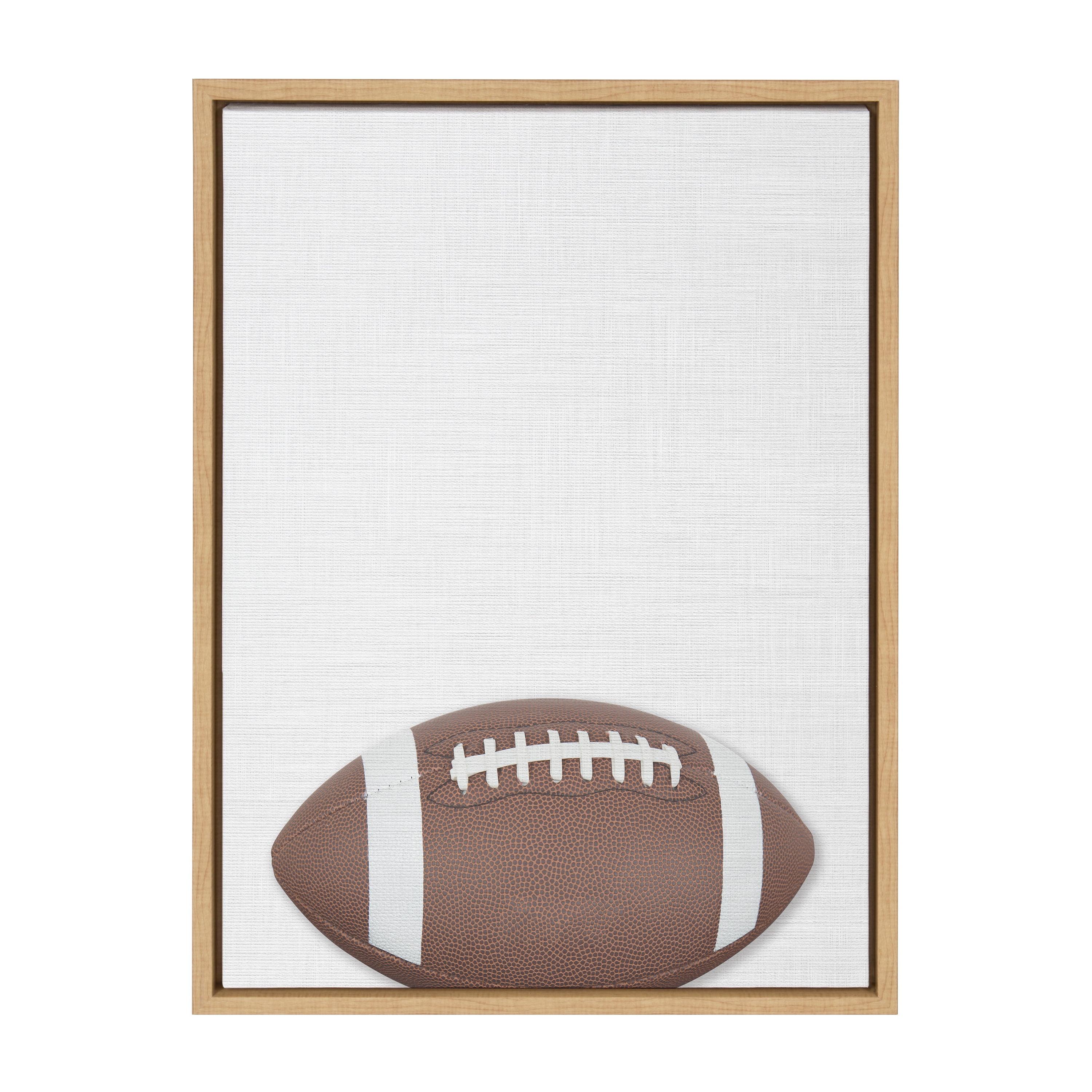 18" x 24" Sylvie Color Football Portrait Framed Canvas Natural - DesignOvation: Modern Style, Plastic Frame, Screen Print Wall Art