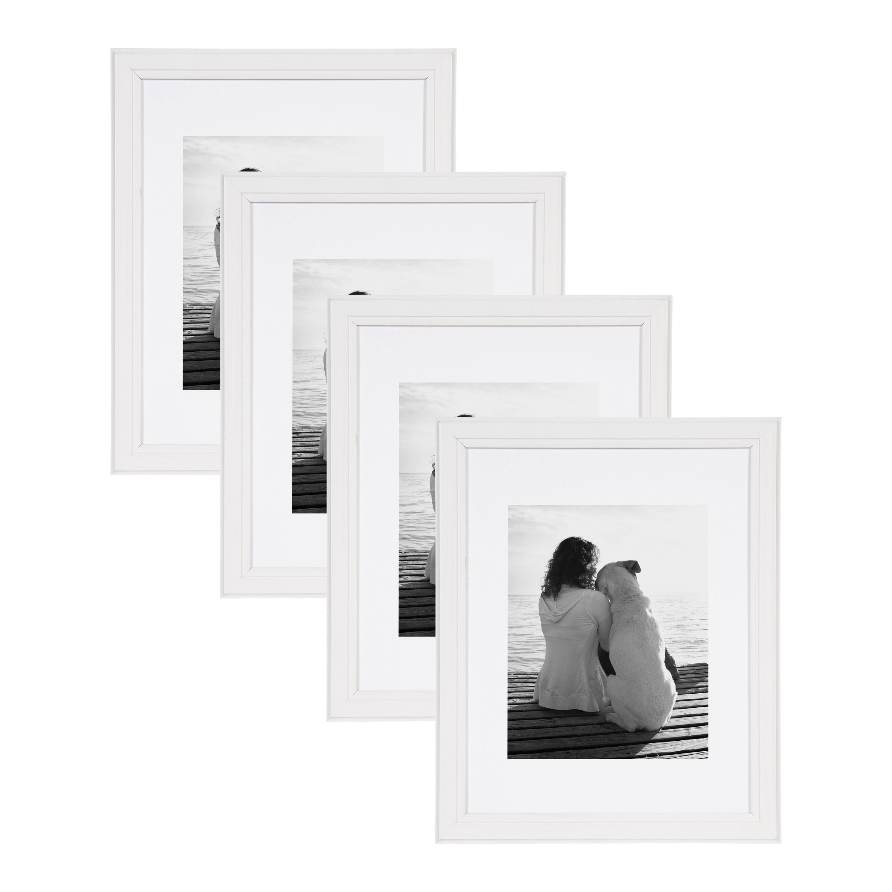 Wood Beveled Picture Frame - Set of 4 with Mat (Set of 4)