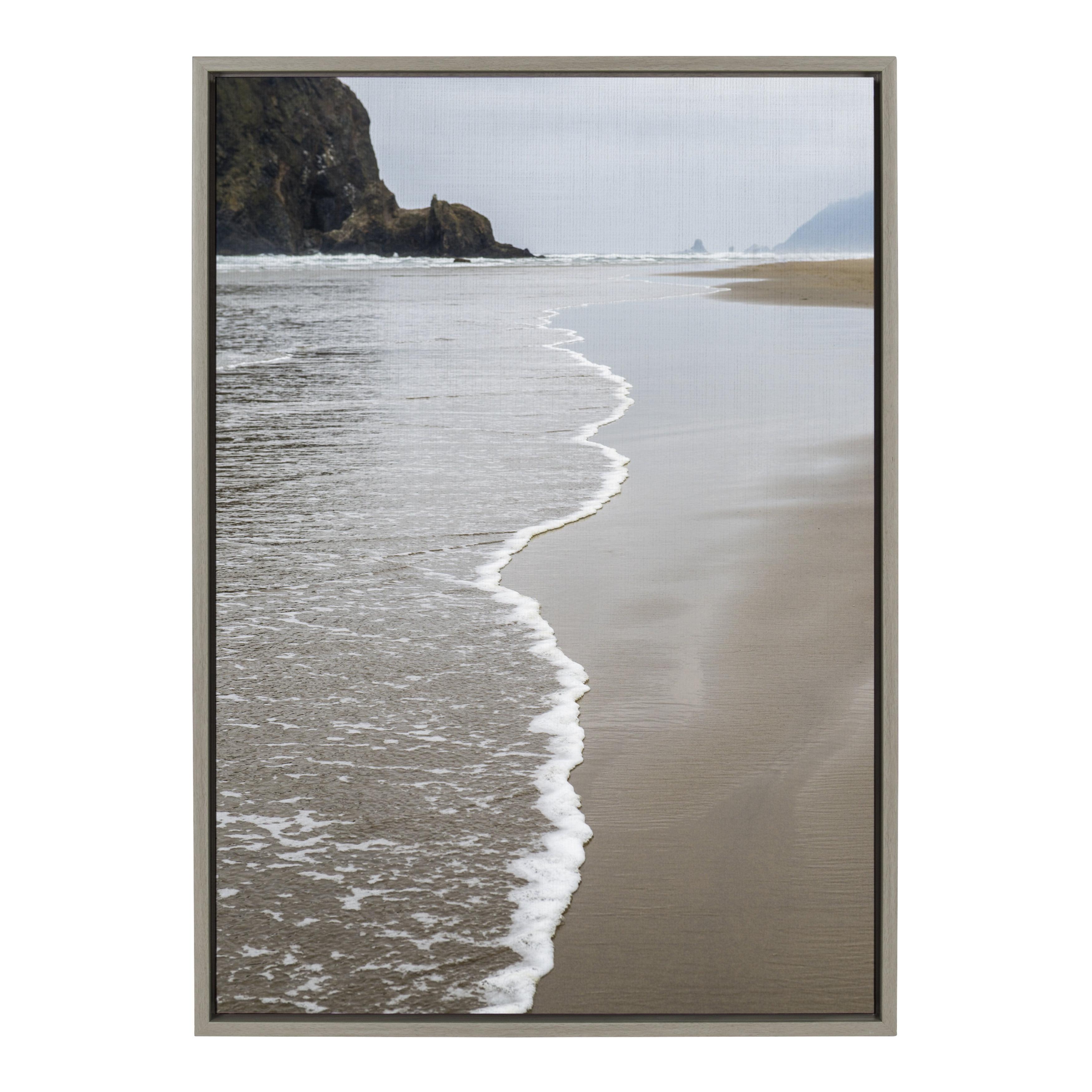 23" x 33" Sylvie Arrival Framed Canvas By Pete Olsen Gray - DesignOvation: Ocean Shore Wall Display, Modern Decor