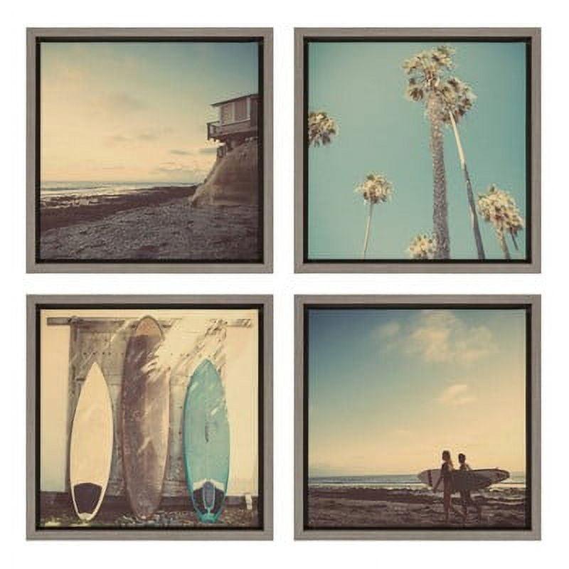 4pc 13" x 13" Sylvie House On Beach Framed Canvas Set By Shawn St. Peter - DesignOvation: Coastal Wall Decor, Ocean Scenes