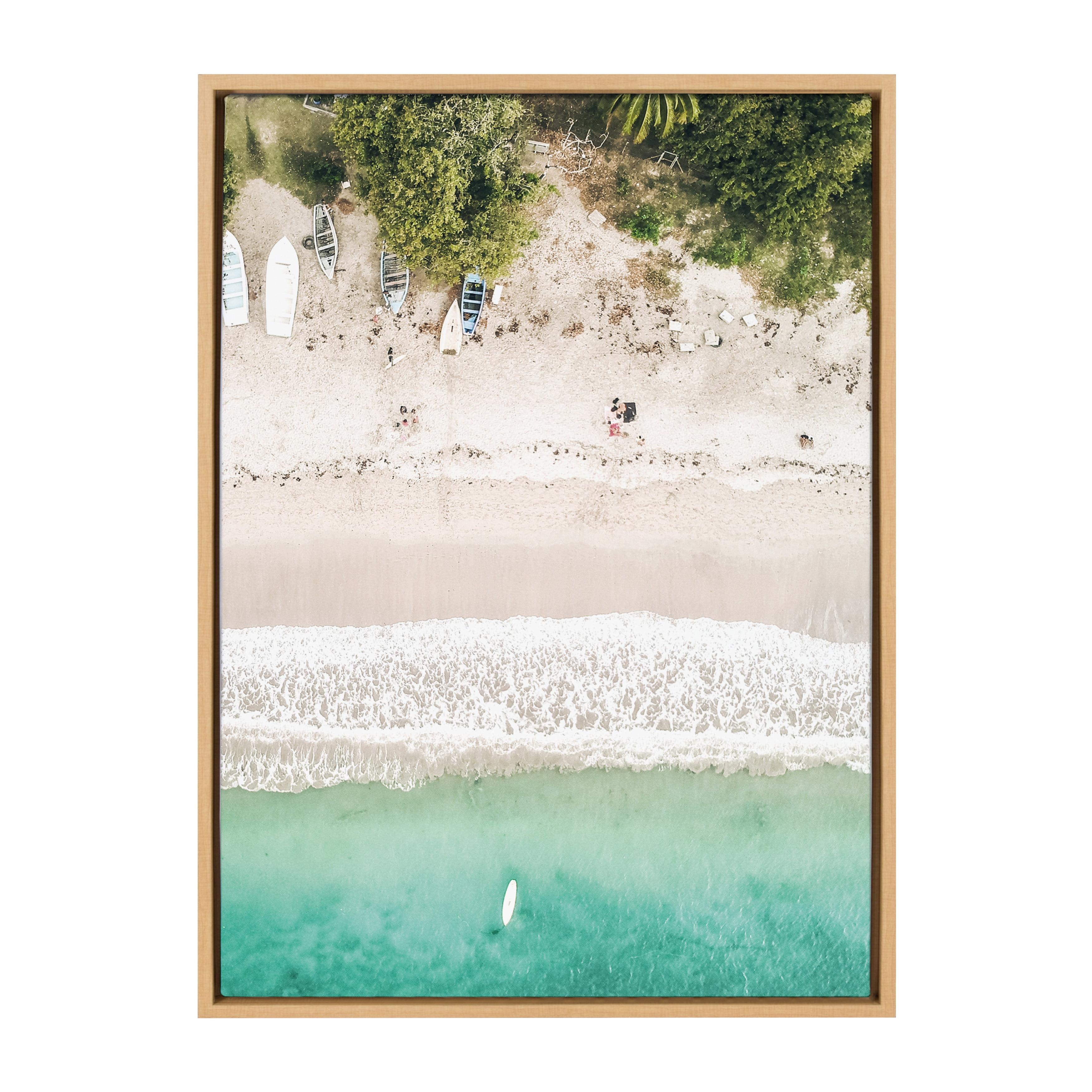 23" x 33" Sylvie Tropical Beach From Above Framed Canvas by Amy Peterson - Kate & Laurel All Things Decor