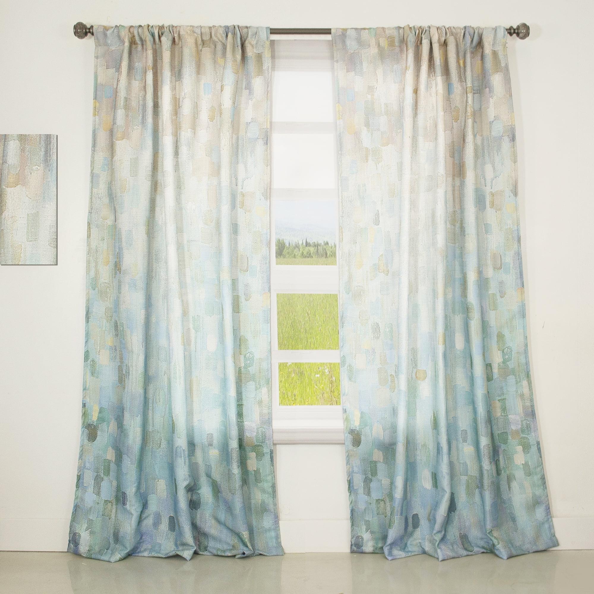 Designart 'Abstract Blue Blocked' Nautical & Coastal Curtain Panel