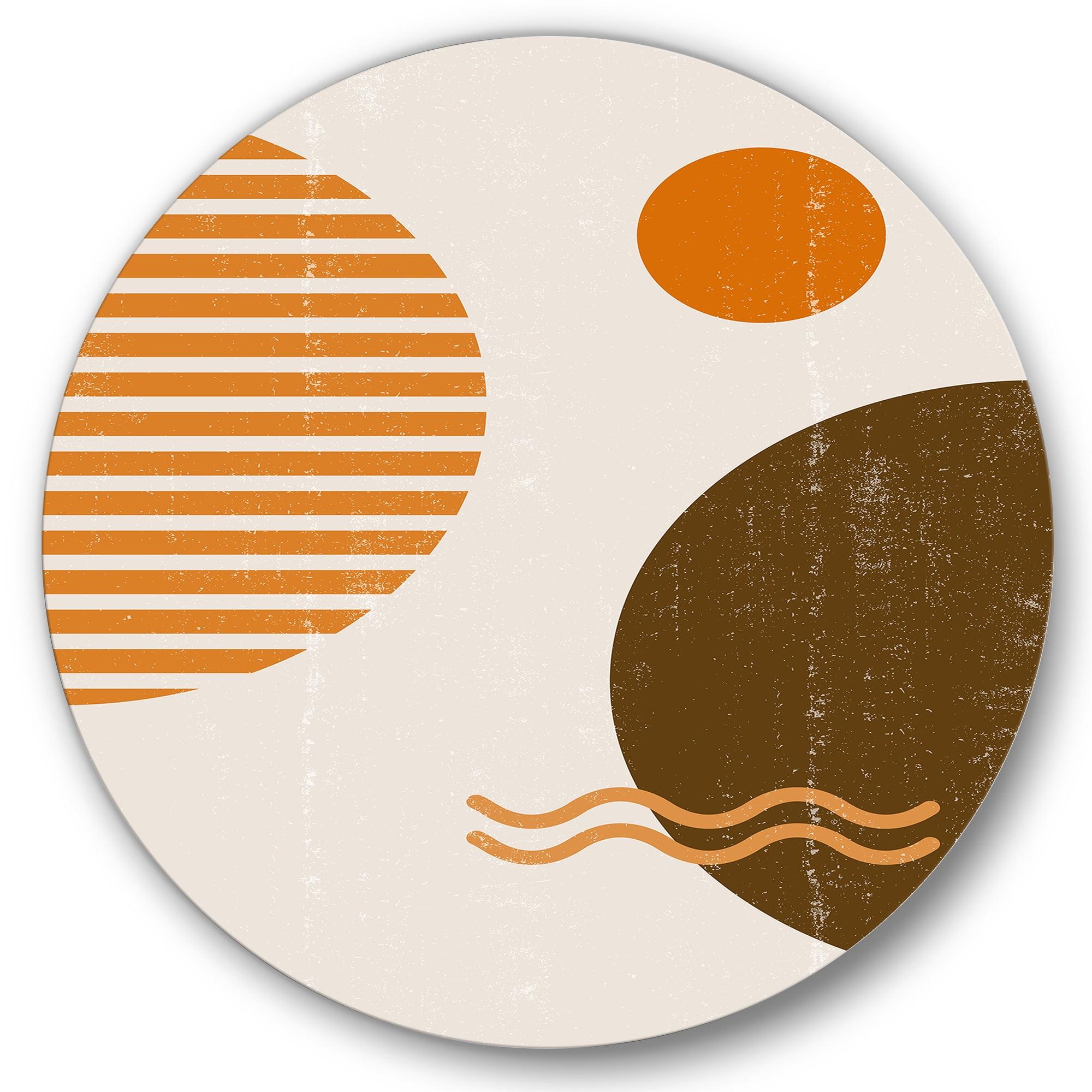 Abstract Minimal Sun and Moon Earth Tones Metal Wall Art 36x36