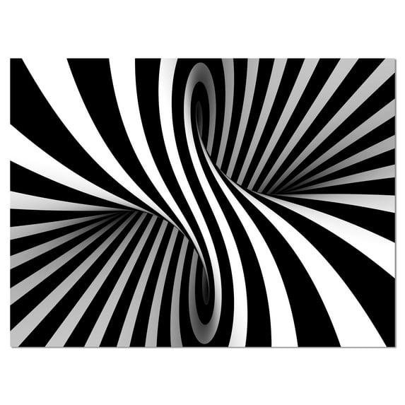 Designart 'Black and White Spiral ' Abstract Canvas Art Print