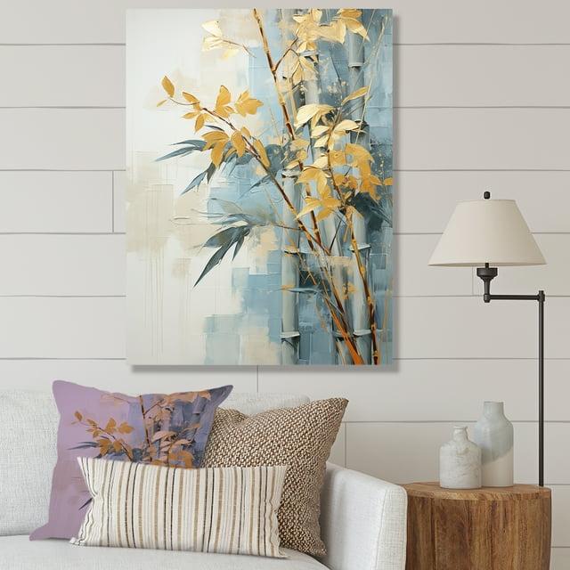 Designart "Blue Bamboo With Gold IV" Bamboo Wall Decor