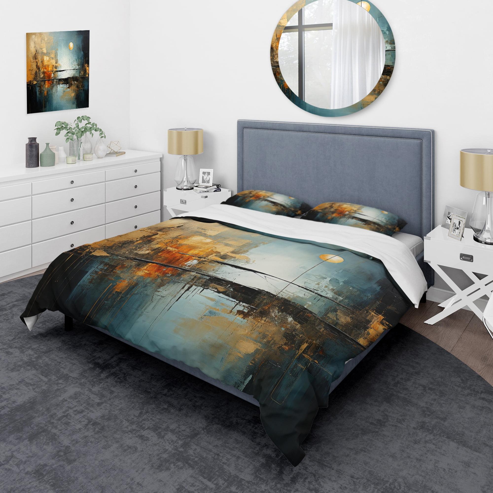 Design Art Teal Orange Bold Energy I - Dams Duvet Cover Set - Microfiber Polyester