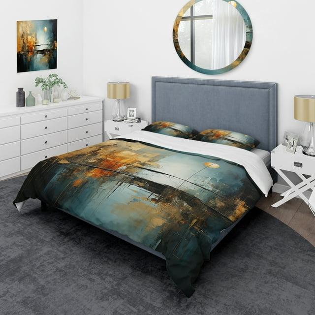 Design Art Teal Orange Bold Energy I - Dams Duvet Cover Set - Microfiber Polyester