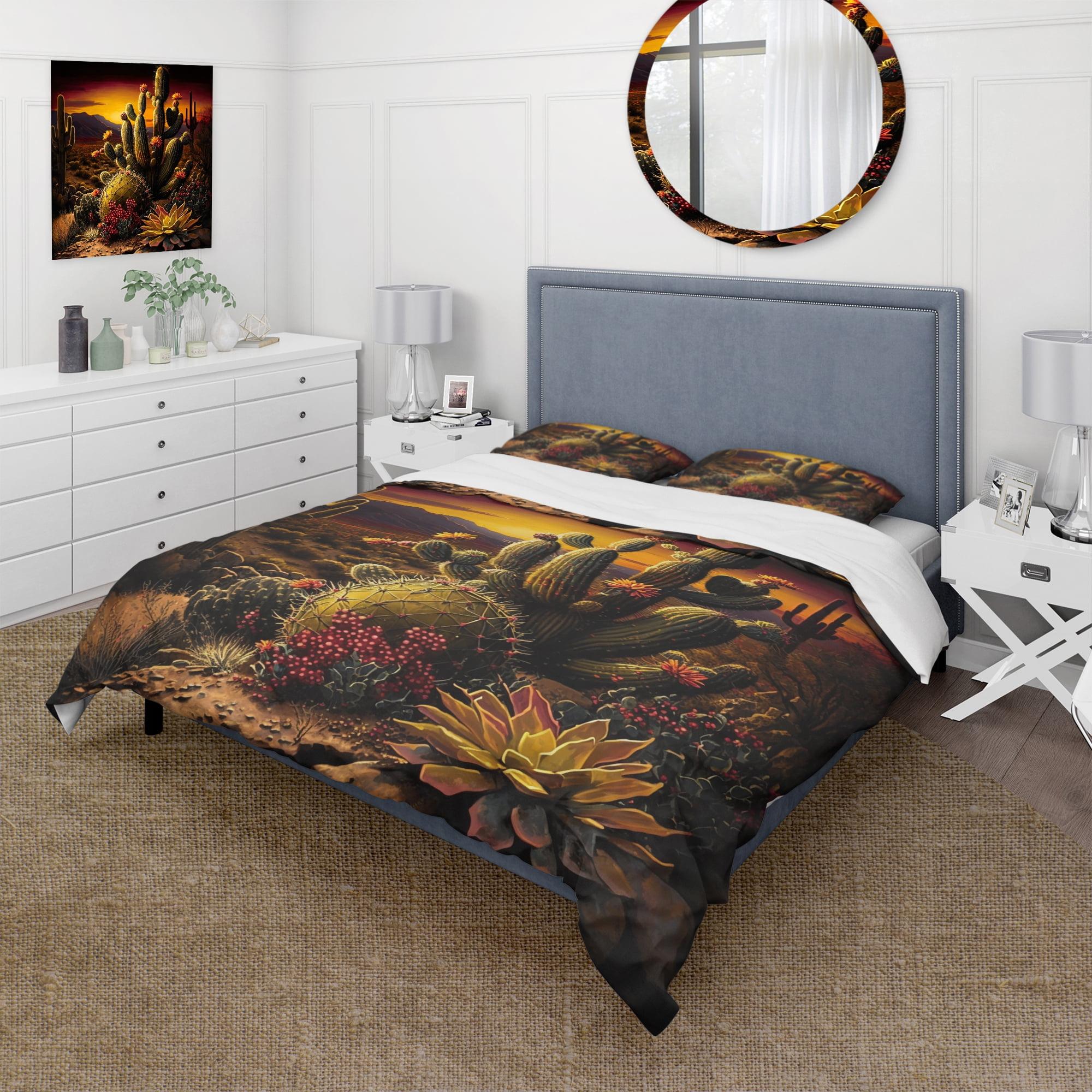 Cactus Desert Landscape King Duvet Cover Set in Microfiber