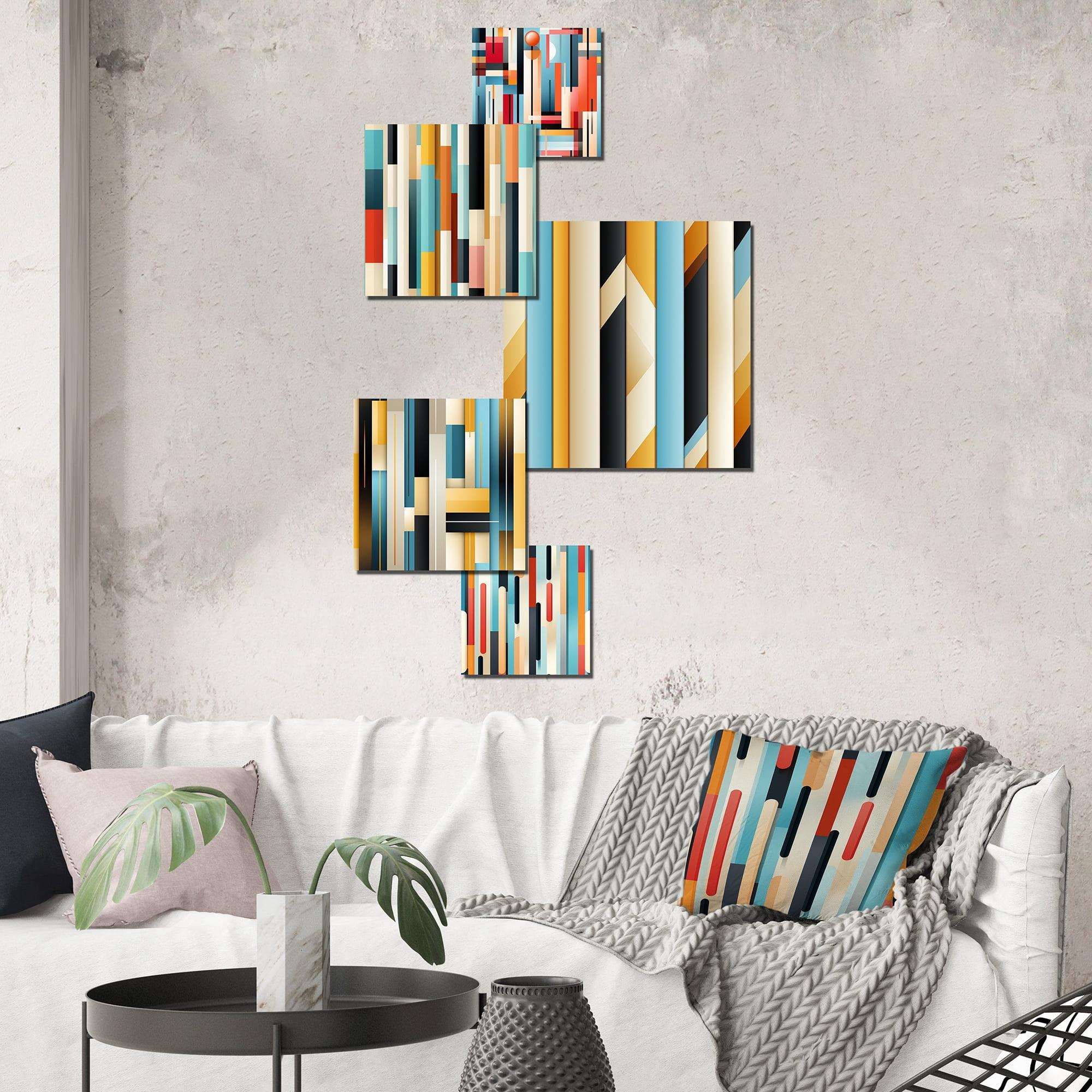 Urban Chic Striped Pattern - Abstract Wall Art Set Of 5