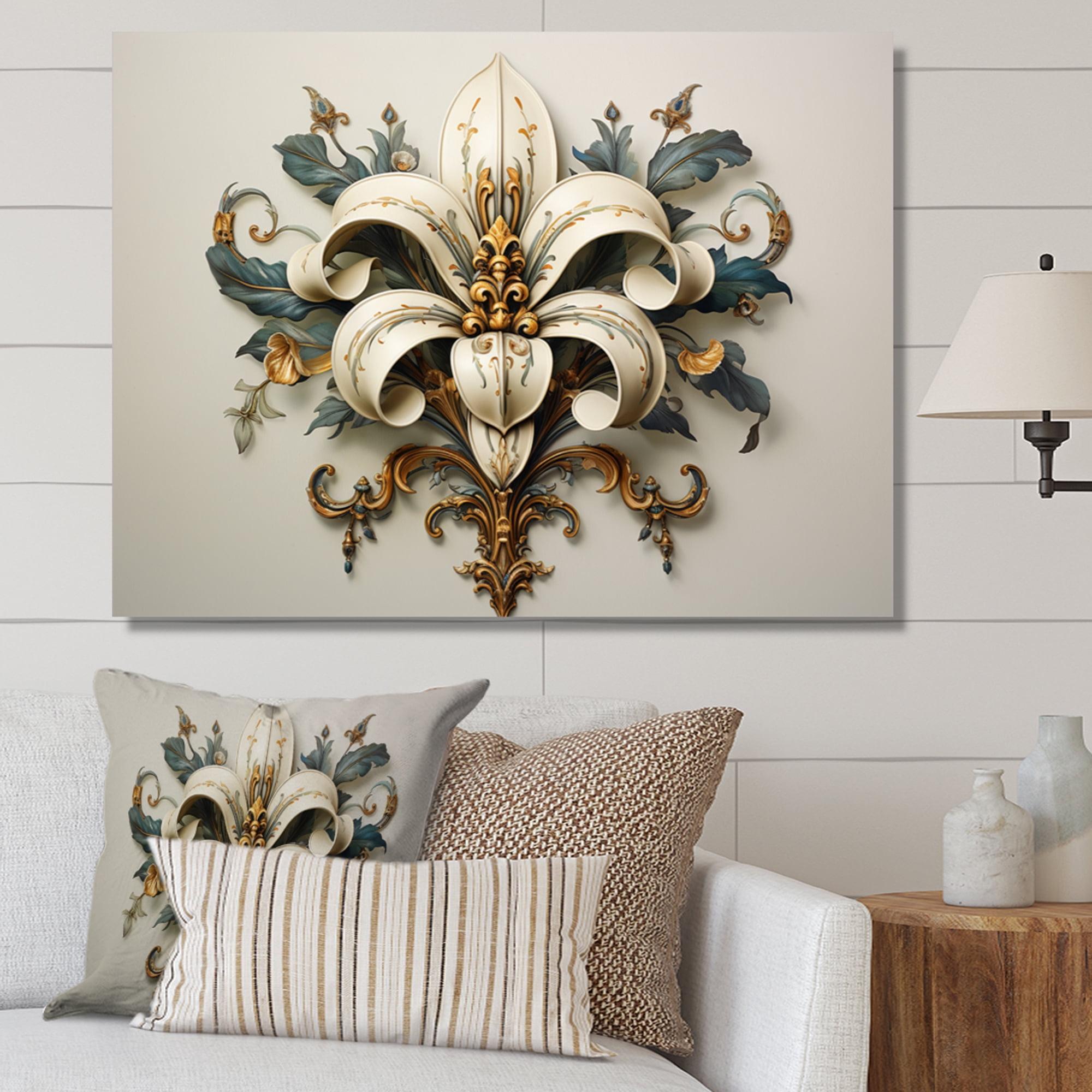 Designart "Fleur-De-Lis Capturing the Stylized Lily II" Floral Wall Art Living Room