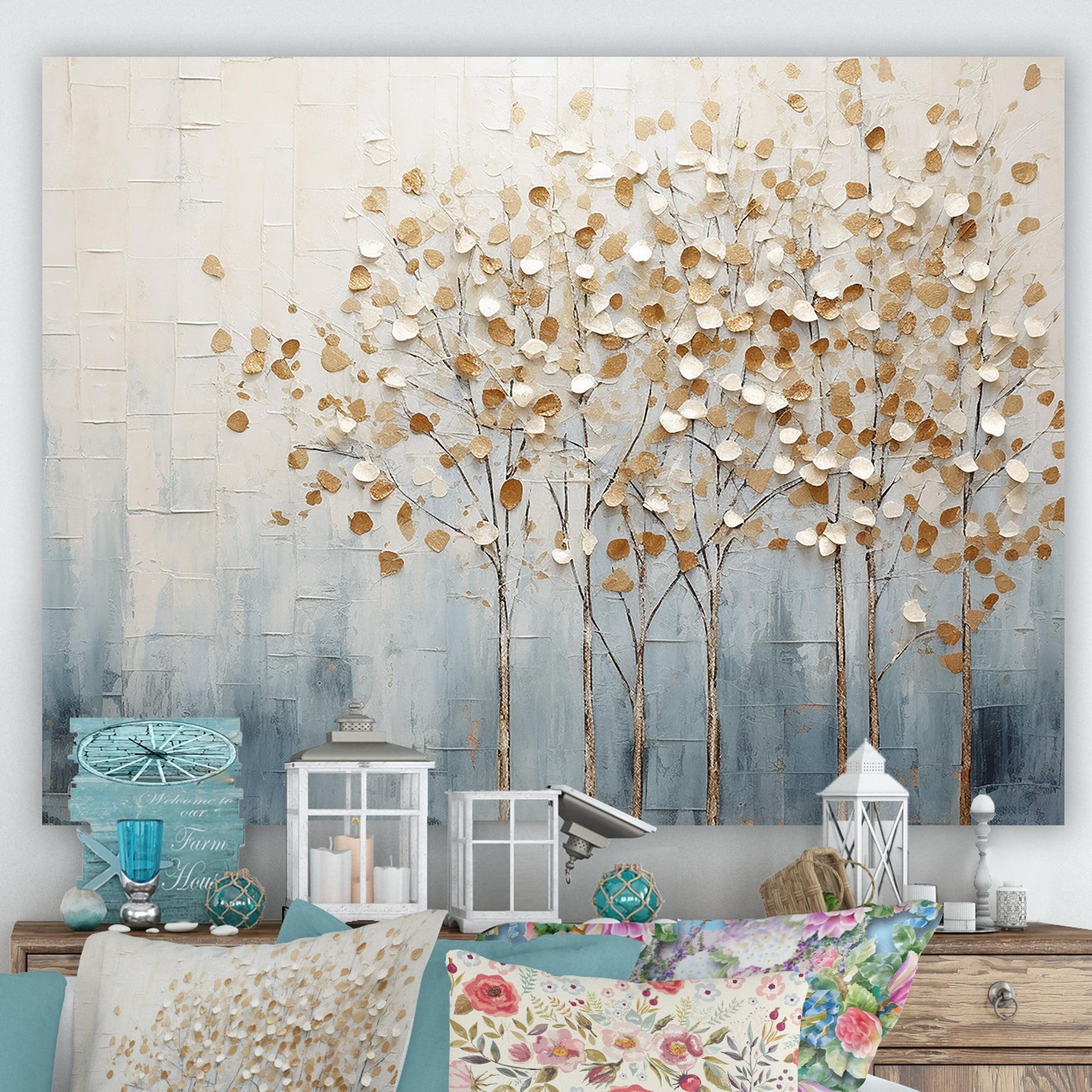 Gold and Blue Trees Harmony Canvas Print