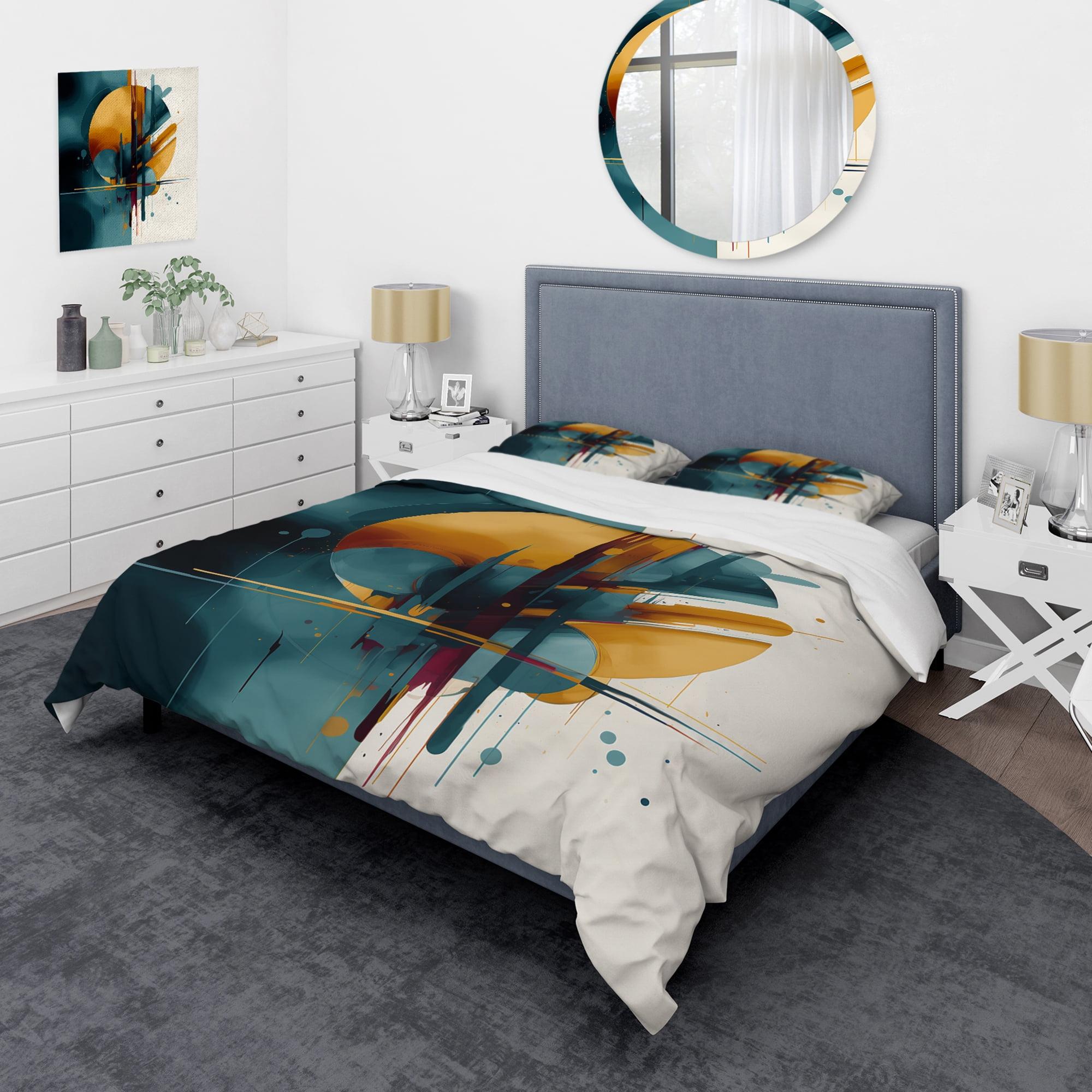 King Abstract Geometric Multicolor Microfiber Duvet Cover Set