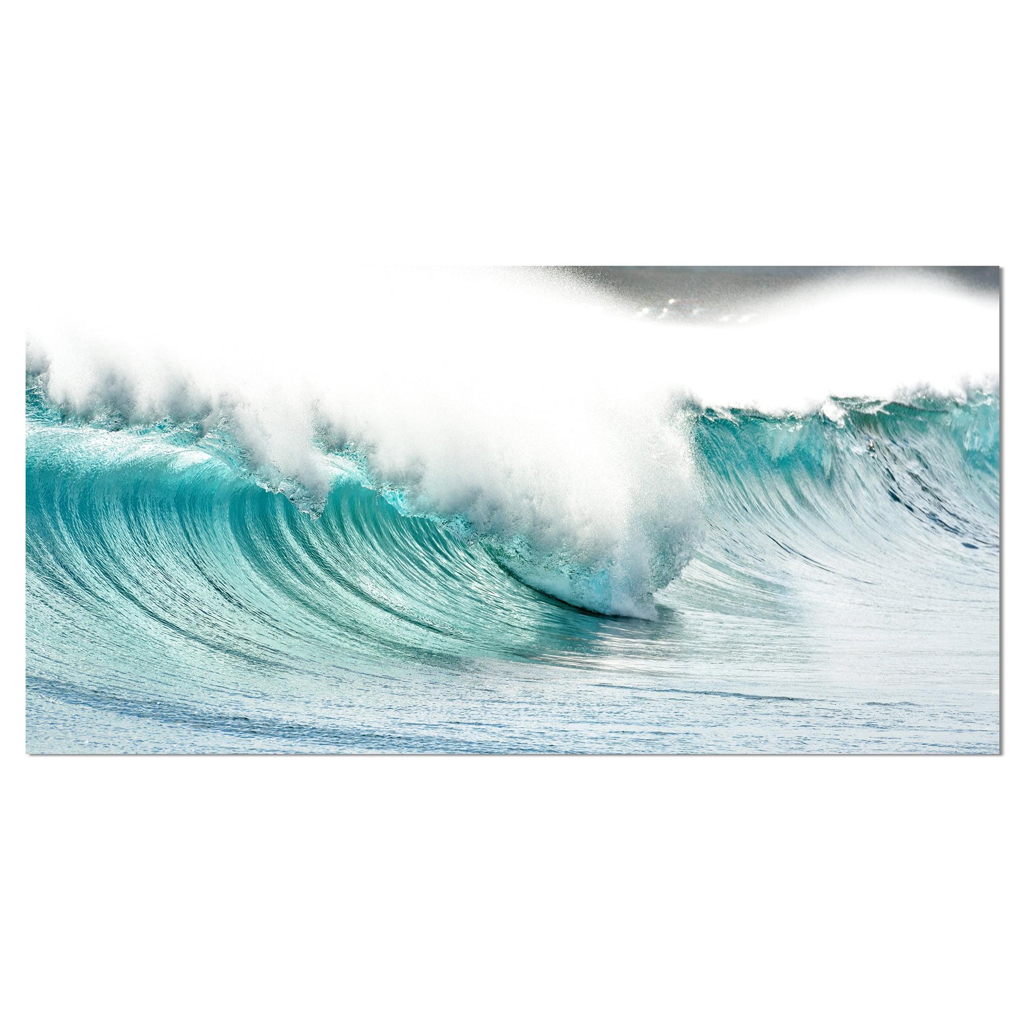 " Massive Blue Waves Breaking Beach "