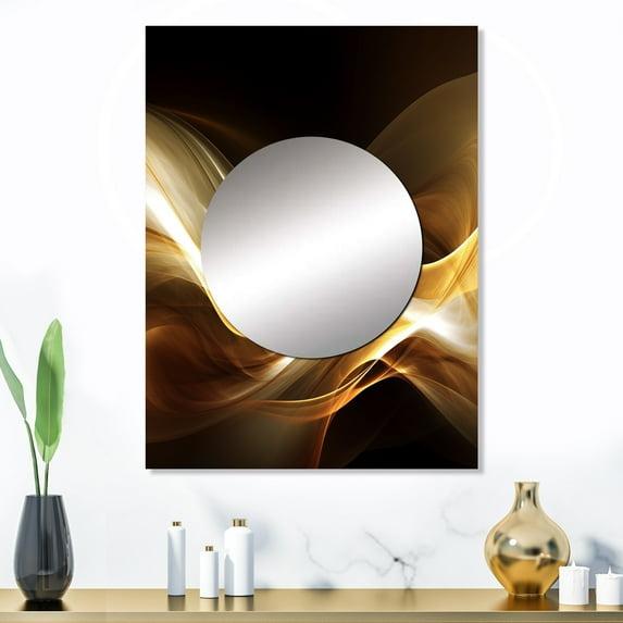 Designart "Modern Opulence Gold Sofa II" Modern Waves Mirror Wall Decor - Modern Gold Abstract Hallway Wall Mirror Art - 32" x 24" Inch