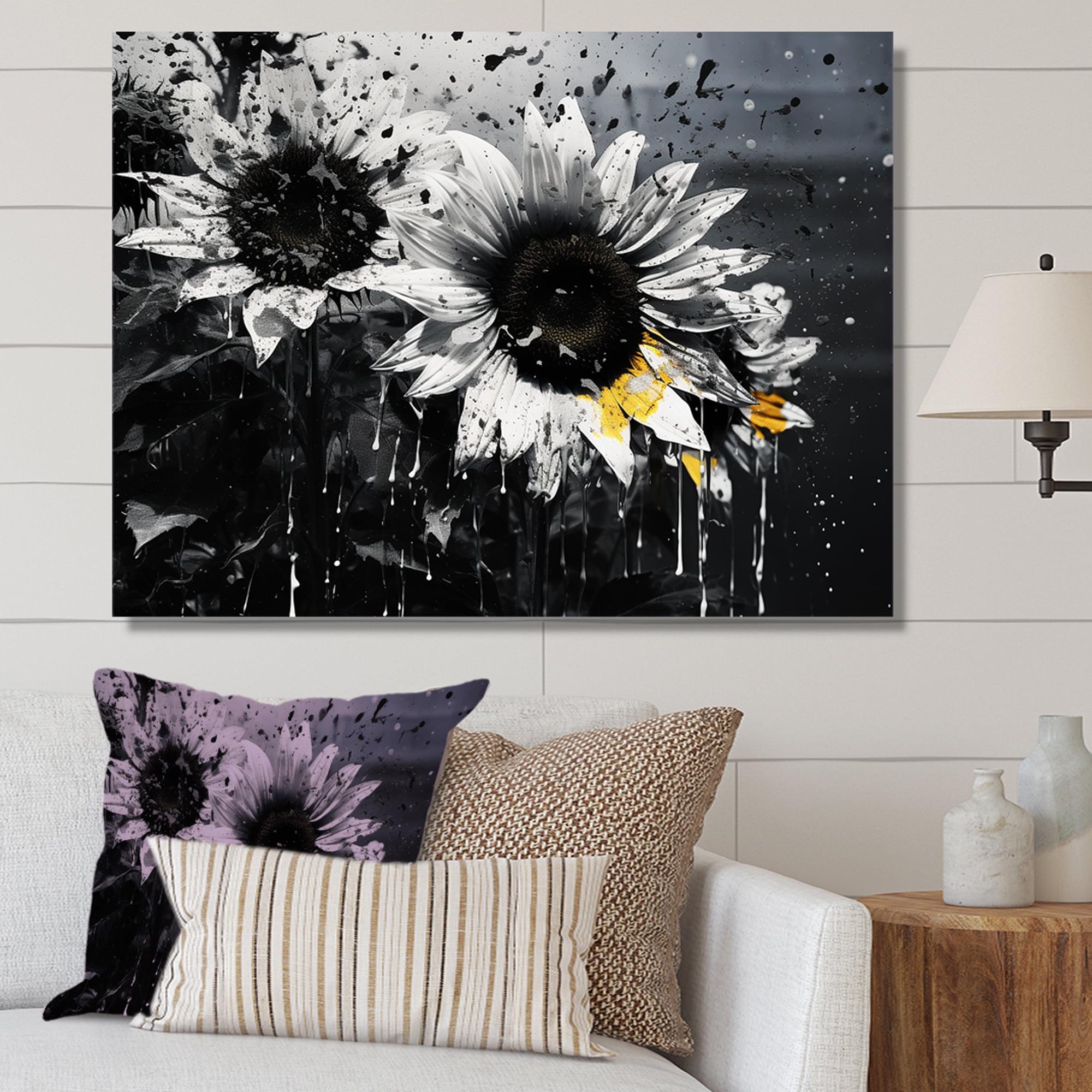 " Black And White Sunflowers Florescence "