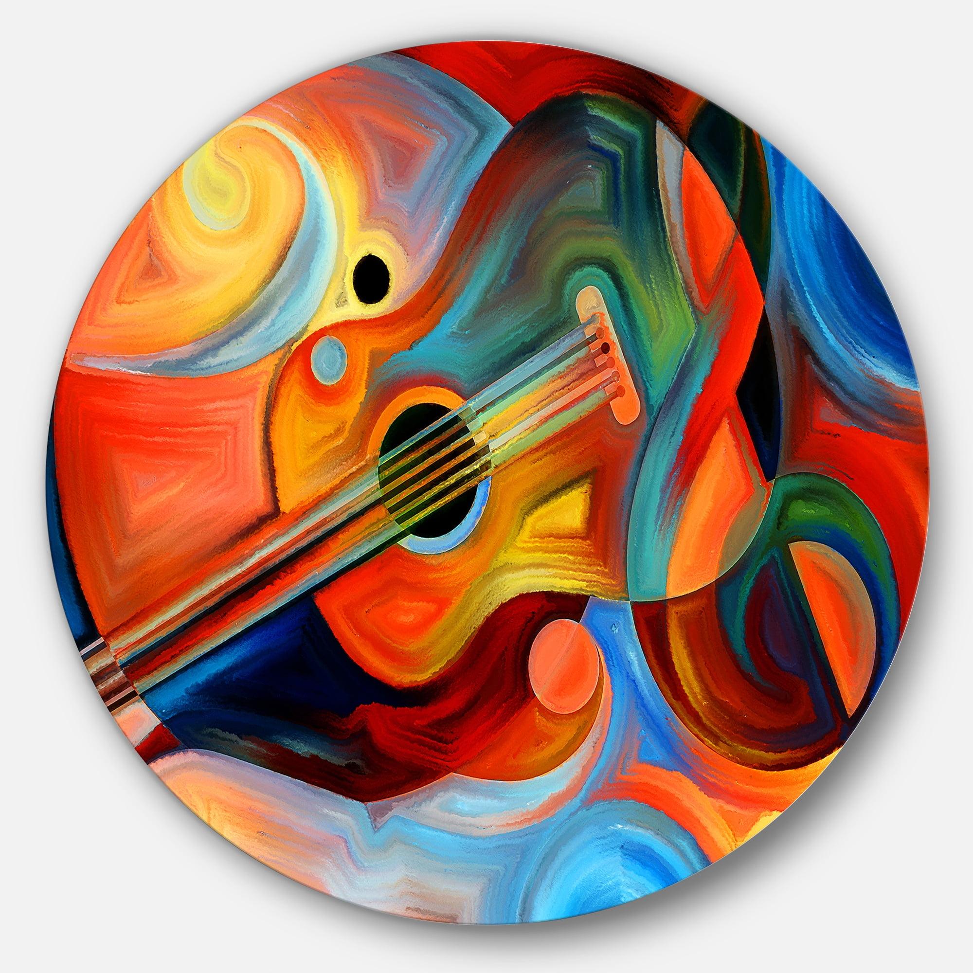 Vibrant Abstract Guitar Metal Wall Art, 23" x 23"