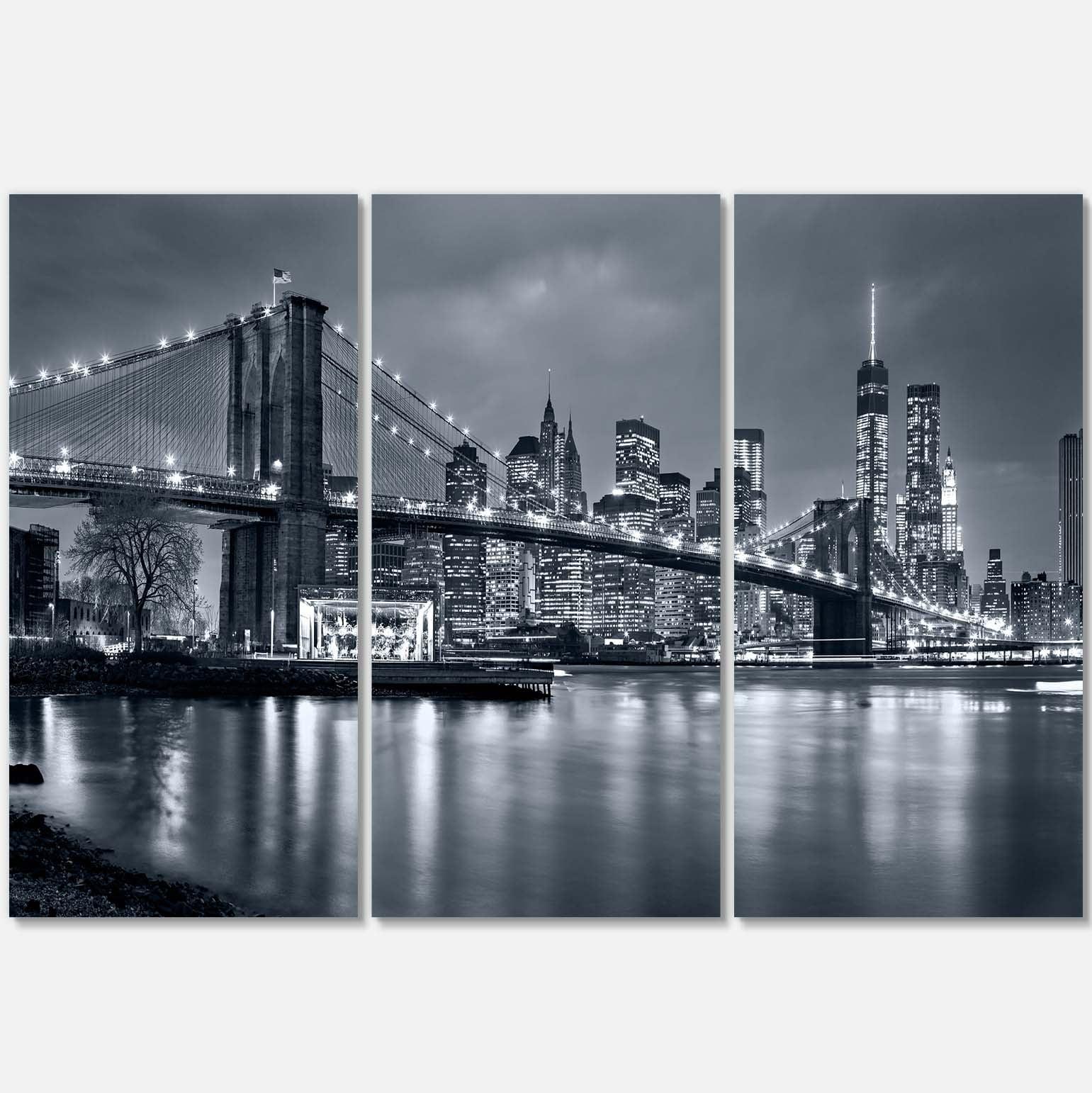 Designart 'Panorama New York City at Night ' Cityscape Canvas Print