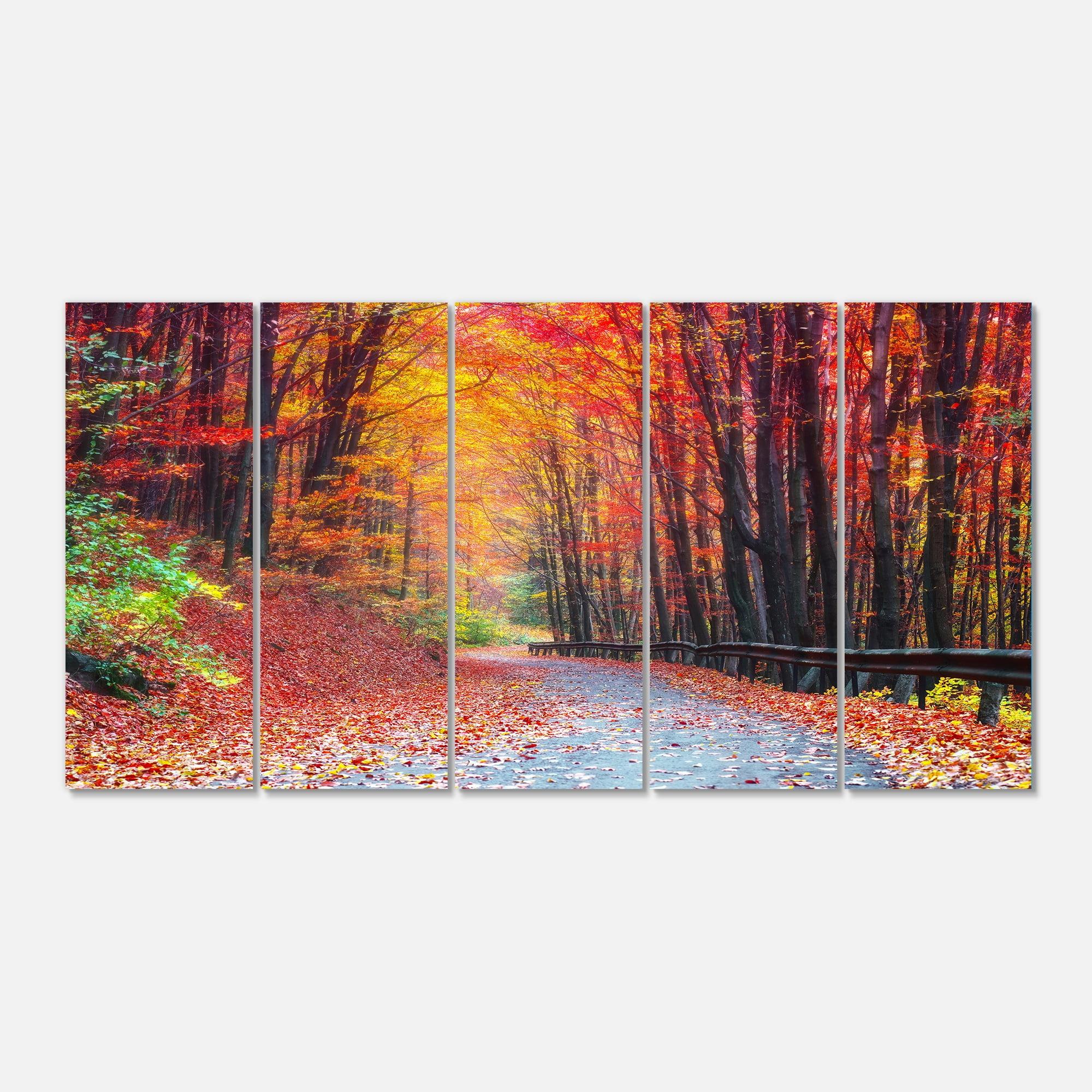 Autumn Forest Road Landscape Canvas Print, 60"x28"