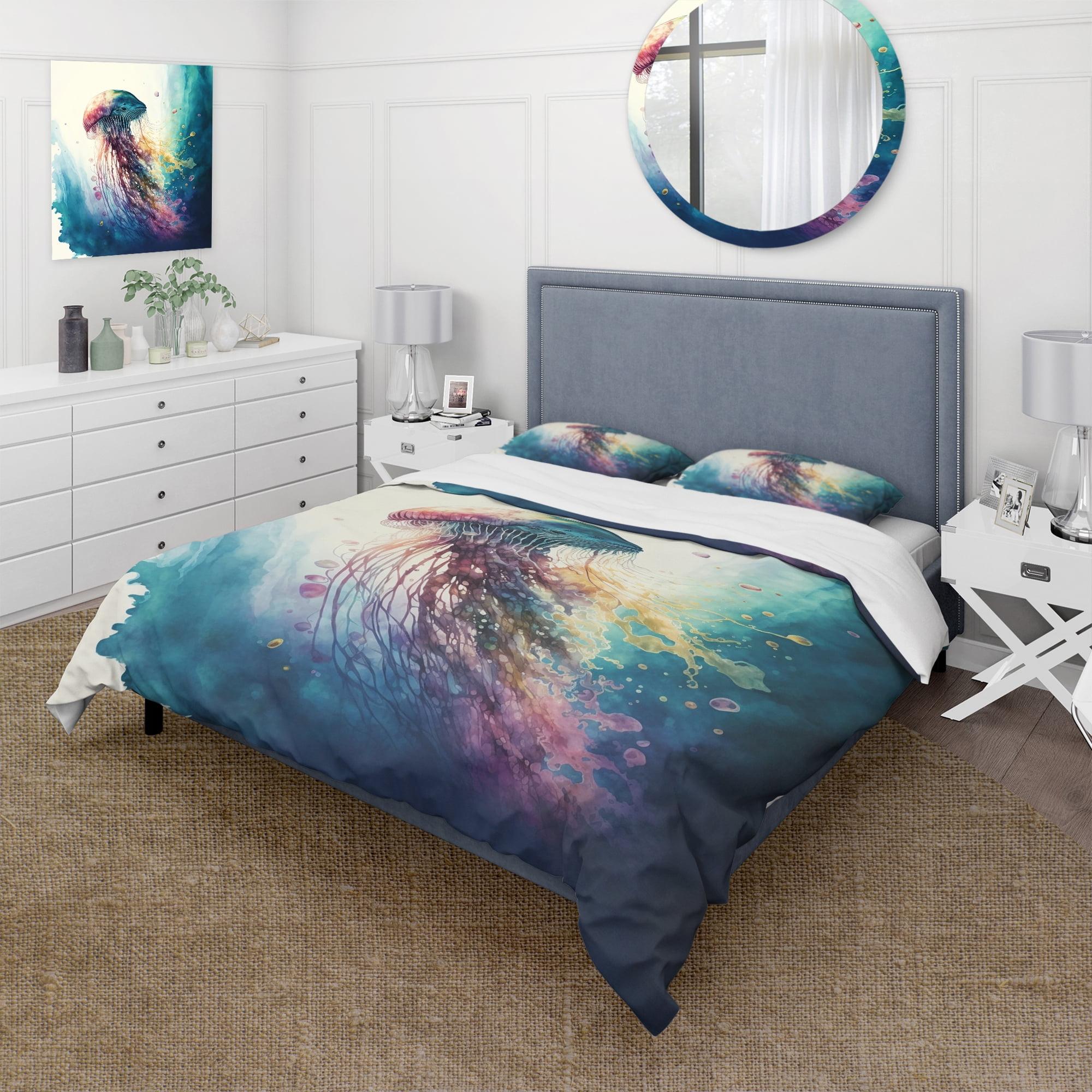 Colorful Deepsea Jellyfish Twin Microfiber Duvet Cover Set