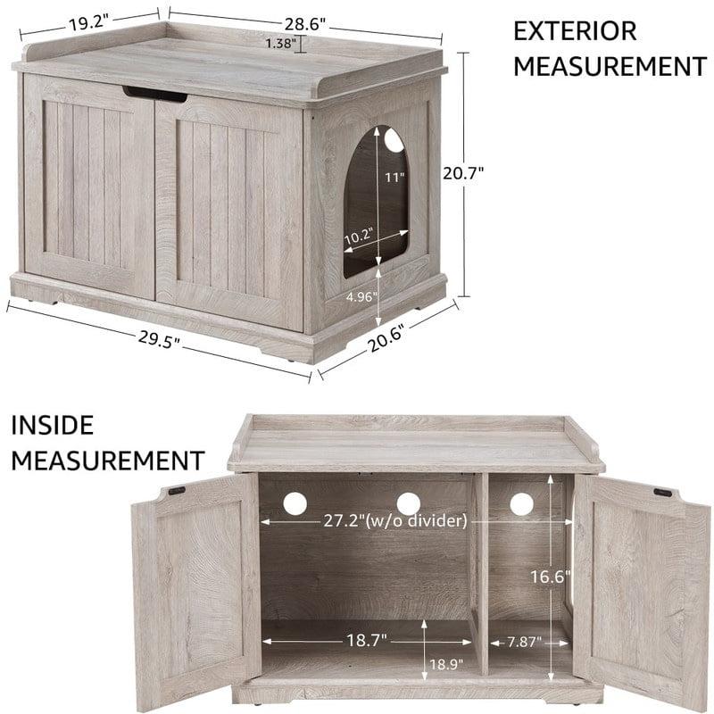 Unipaws Muebles de Caja de Arena para Gatos de Diseñador Banco de Almacenamiento para Baño de Gatos, Gris Envejecido