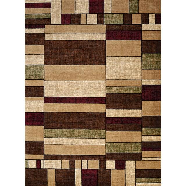 Designer Home Ourve Area Rug 702 33775 Echelon Multi Boxes Rows 5' 3" x 7' 6" Rectangle