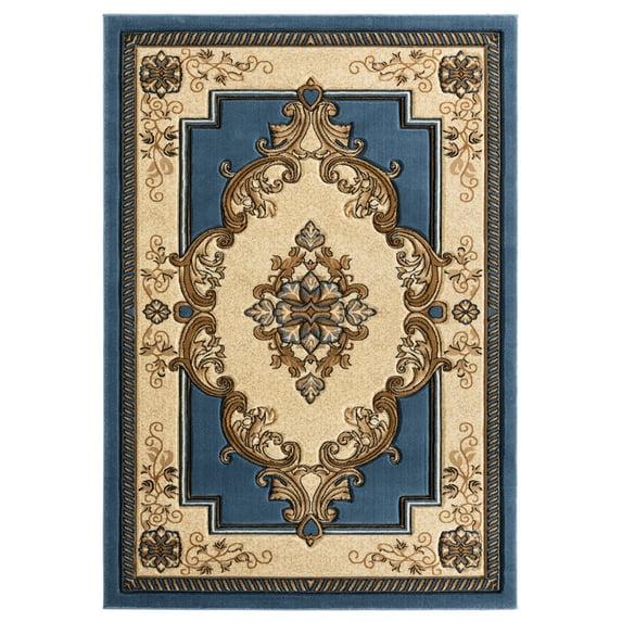Designer Home Swan Area Rug 2050 10560 Fallon Blue Curls Petals 1' 10" x 2' 8" Rectangle