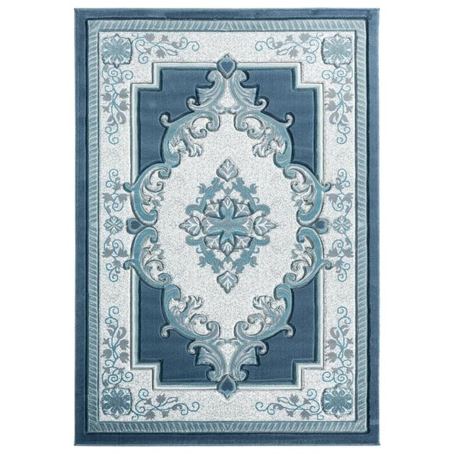 Designer Home Swan Area Rug 2050 10563 Fallon Aqua Medallion Curls 7' 10" x 10' 6" Rectangle