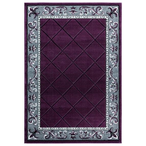Designer Home Swan Area Rug 2050 10982 Altamont Plum Flur De Lis Scrolls 1' 10" x 2' 8" Rectangle