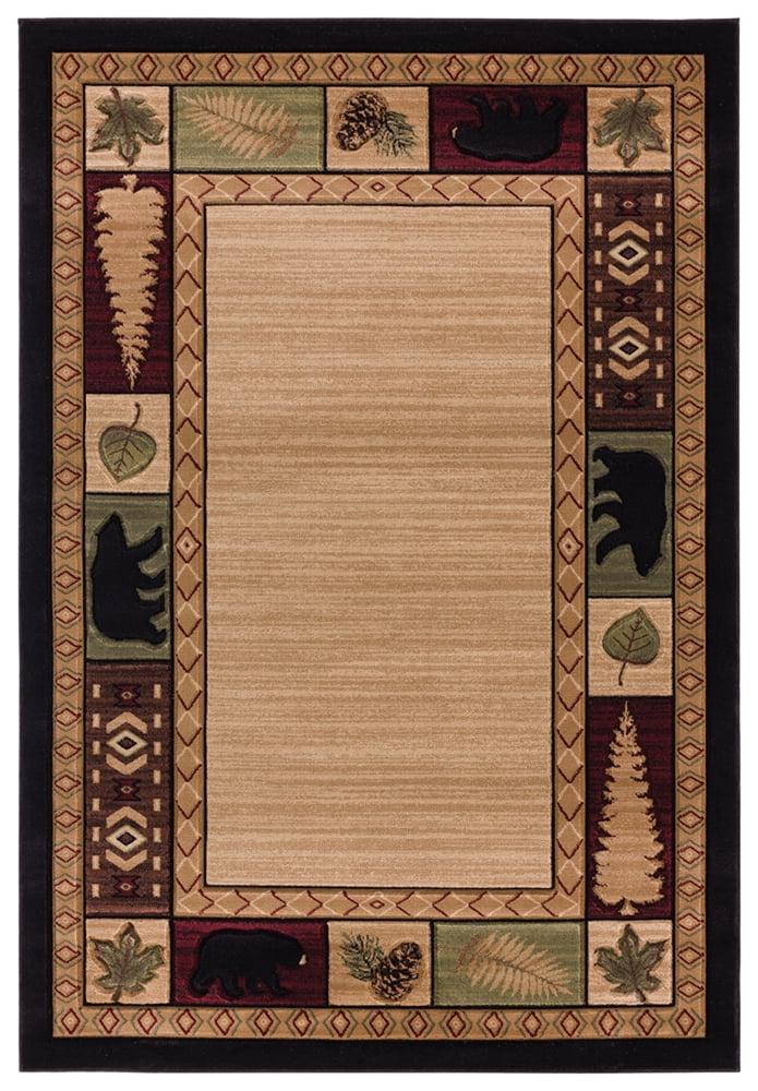 Designer Home Woodlands Area Rug 2055 40426 Homestead Beige Trees Leaves 7' 10" x 10' 6" Rectangle