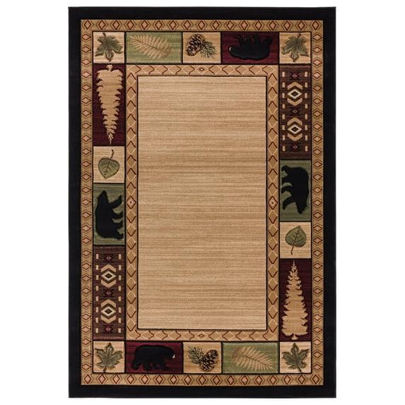 Designer Home Woodlands Area Rug 2055 40426 Homestead Beige Trees Leaves 7' 10" x 10' 6" Rectangle