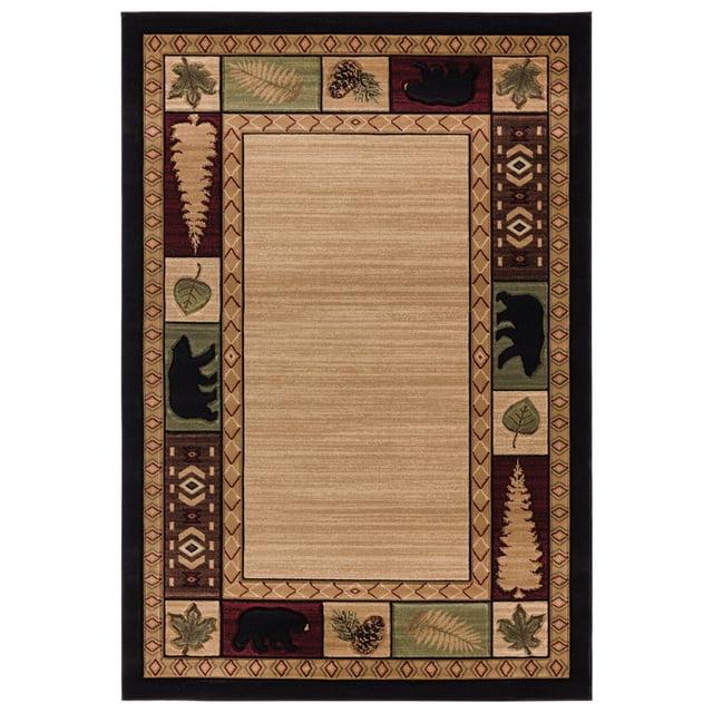 Designer Home Alfombra Área Arboles 2055 40426 Granja Hojas de Árboles Beige 7 '10 "x 10' 6" Rectángulo