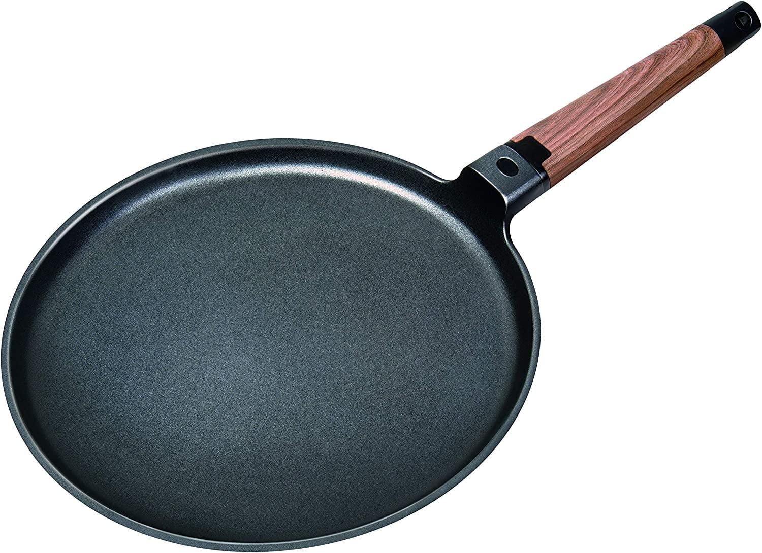 11" Black Non-Stick Cast Aluminum Crepe Pan with Detachable Handle