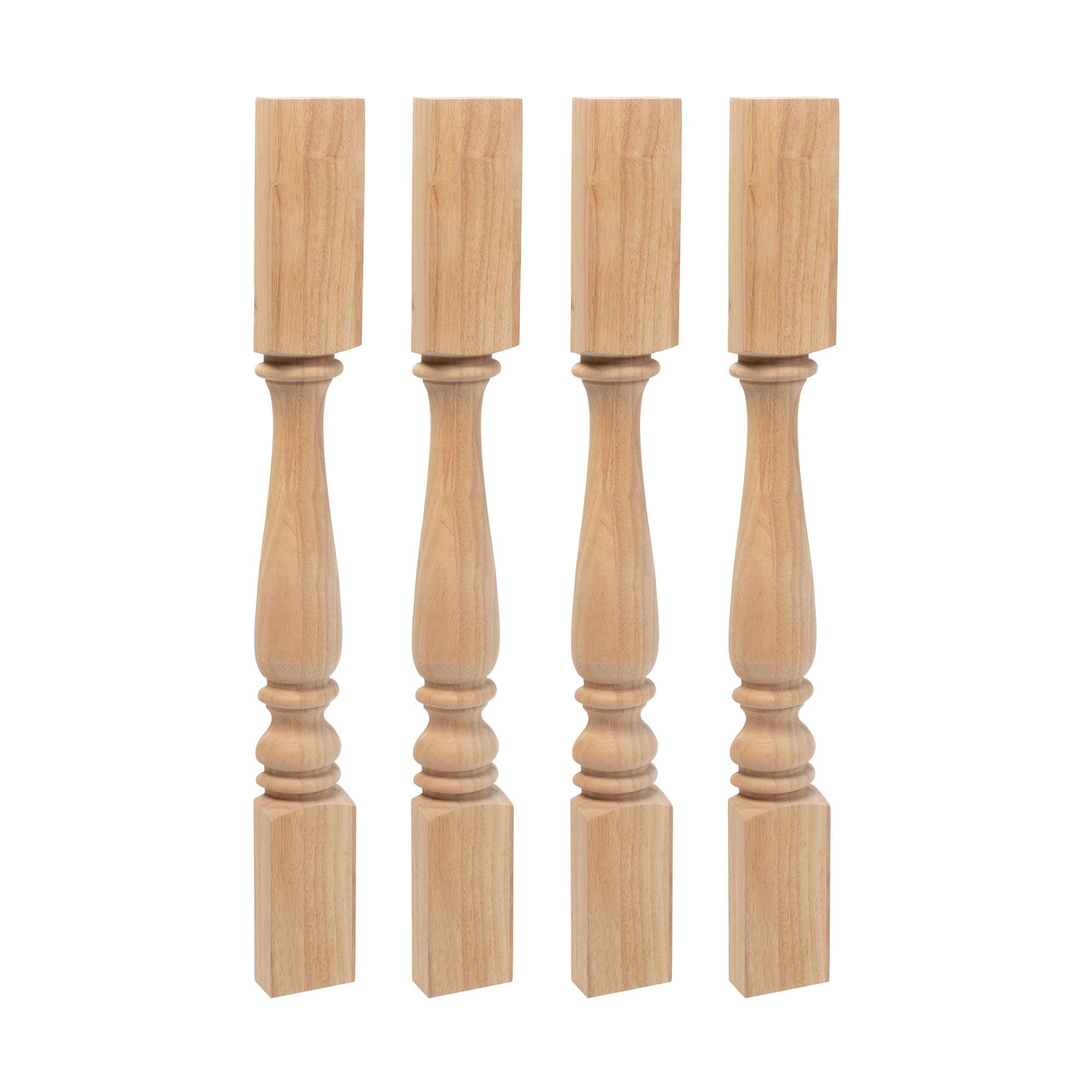 Traditional 35'' Rubberwood Unfinished Kitchen Island Leg 4-Pack