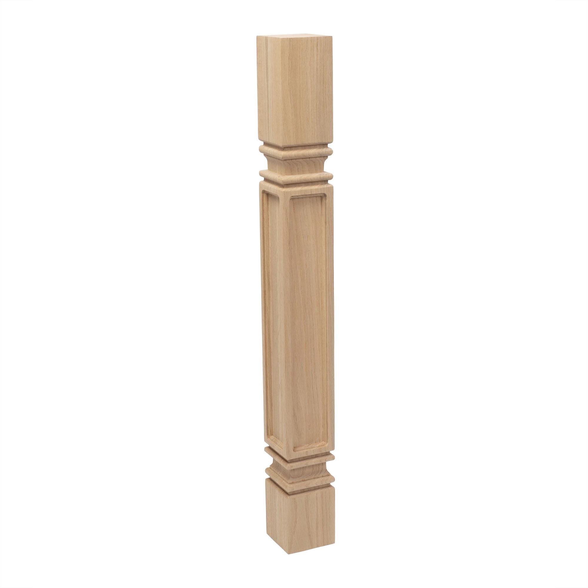 Designer's Edge Millwork 35-1/4 in. High x 3-3/4 in. Wide x 3-3/4 in. Depth Unfinished North American Solid Red Oak Mission Kitchen Island Leg