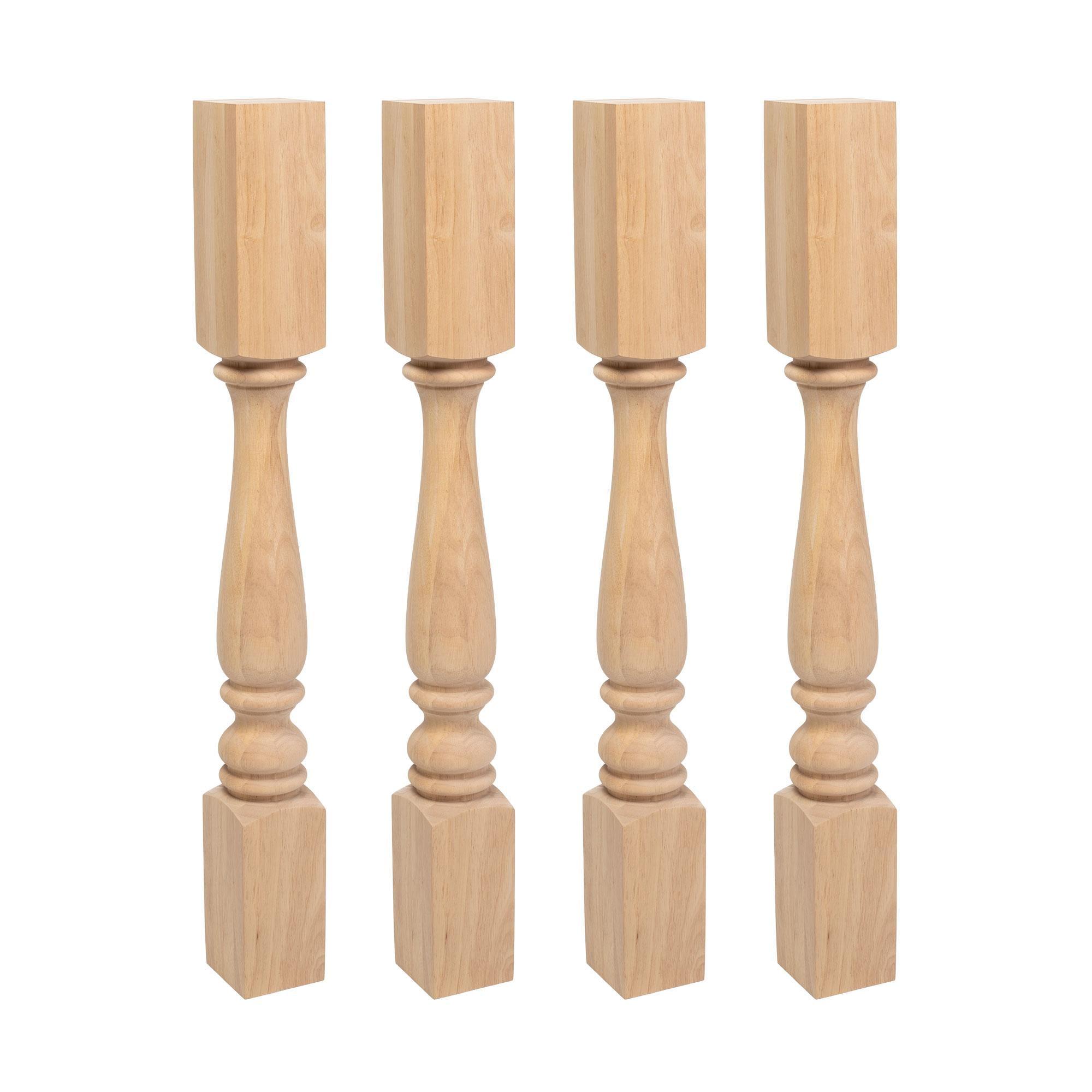 Architectural Products by Outwater L.L.C. Unfinished North American Solid Oak Plain Full Round Kitchen Island Leg (Set of 4)