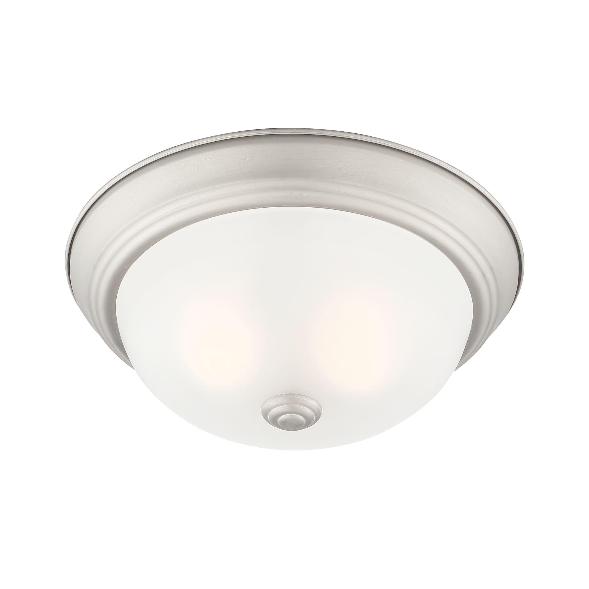 DESIGNERS FOUNTAIN, 11.25in Modern 2-Light Flush Mount Ceiling Light, Pewter with Etched Glass, 1257S-PW-W