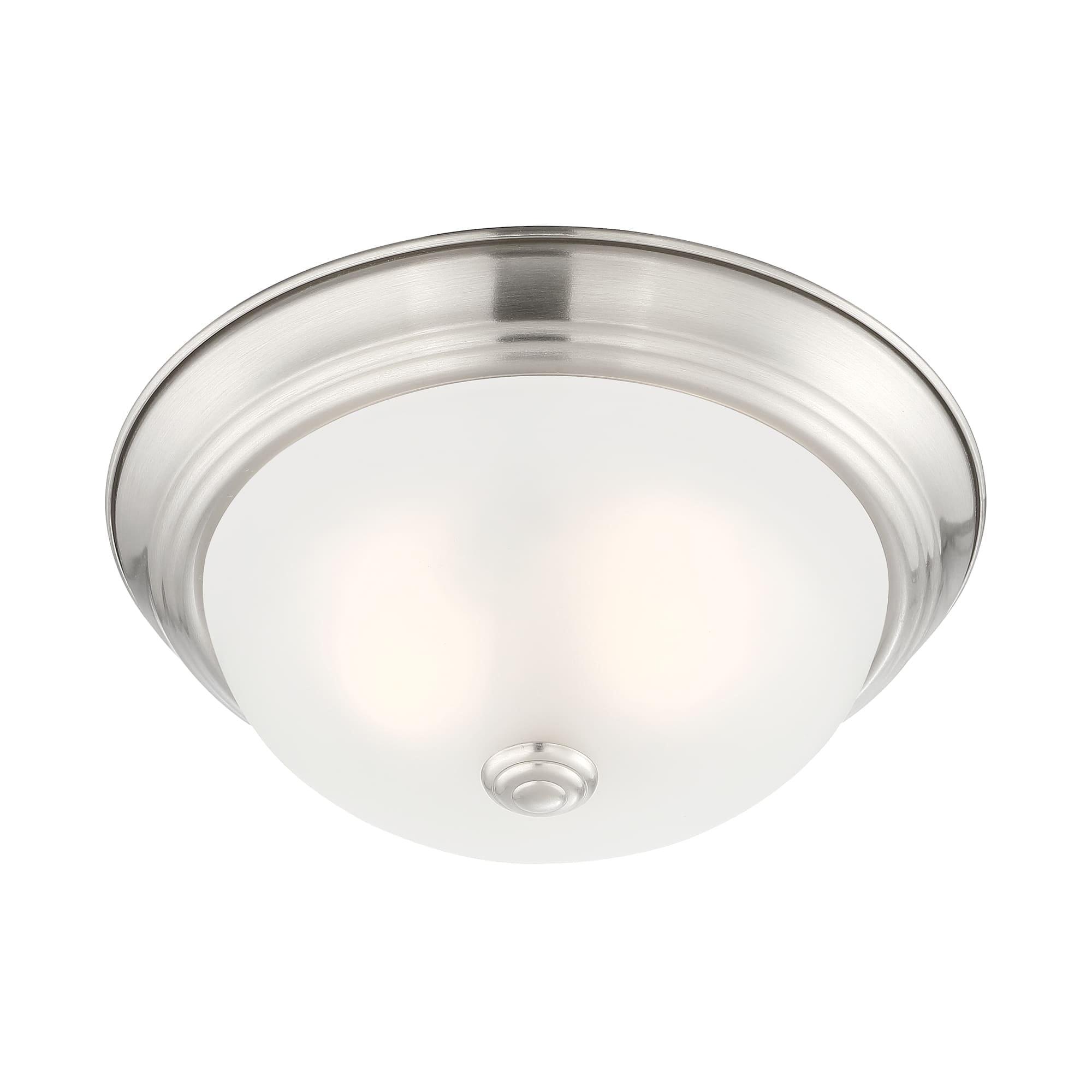 Elegant 11" Satin Platinum Flush Mount Ceiling Light with Etched Glass