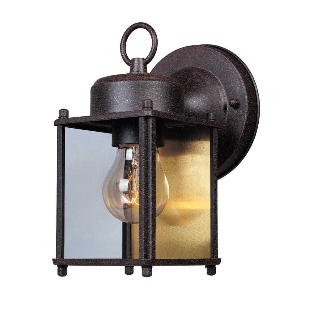 Rust Patina Dimmable Outdoor Lantern Sconce with Clear Glass