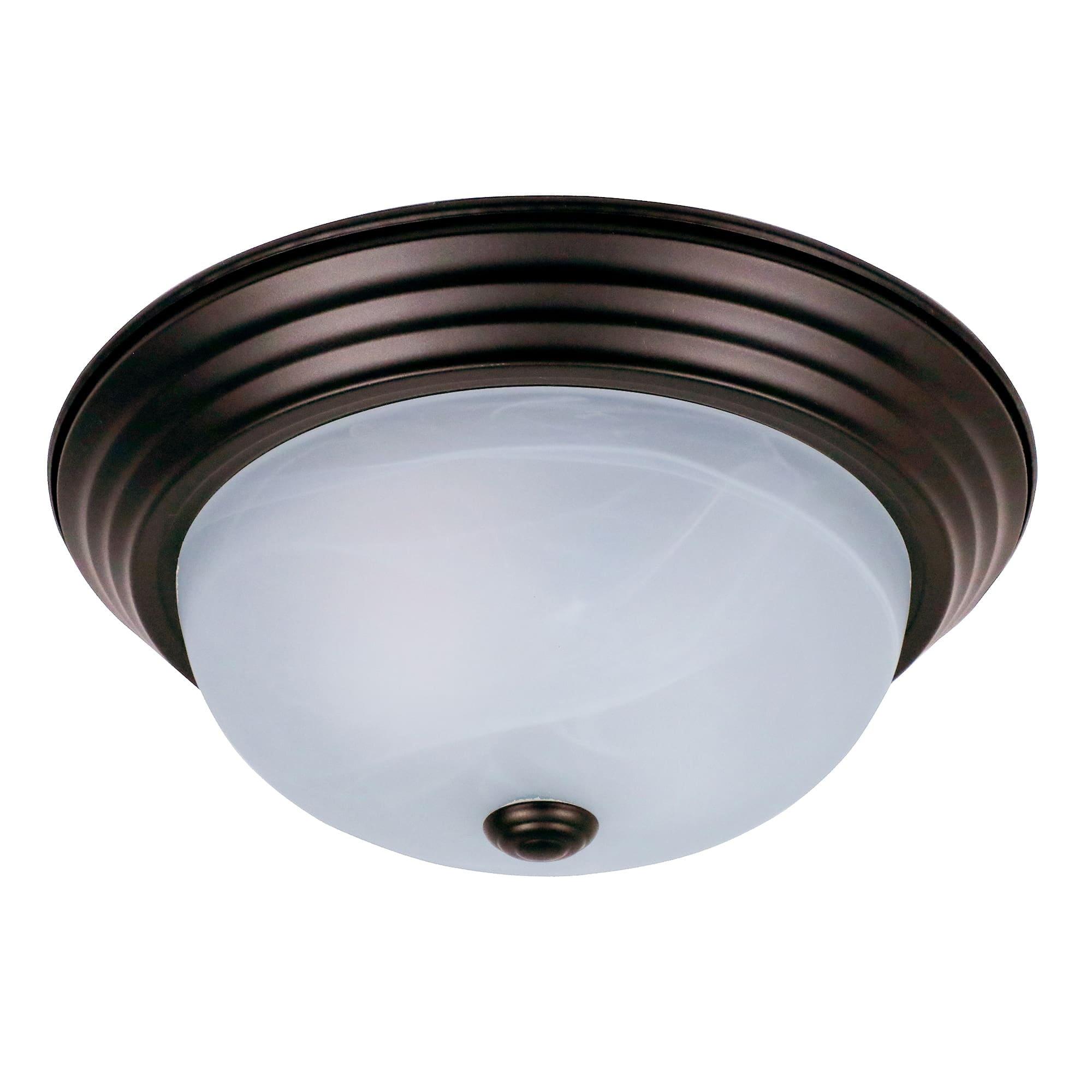 Classic Alabaster Glass & Bronze 13'' Flush Mount Ceiling Light