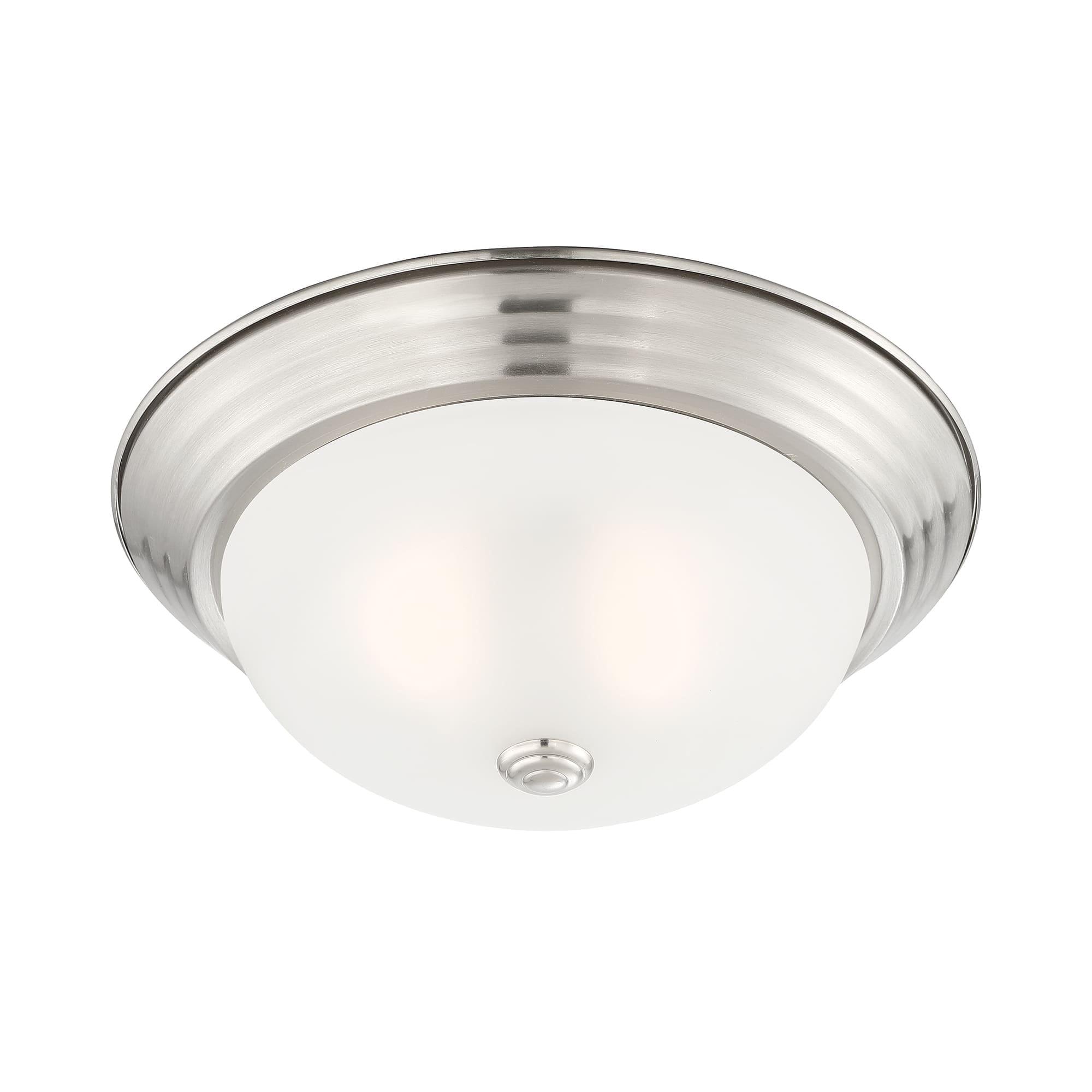 1257M-SP-W-Designers Fountain-13 Inch 2 Light Flush Mount-Satin Platinum Finish-Etched Glass Color